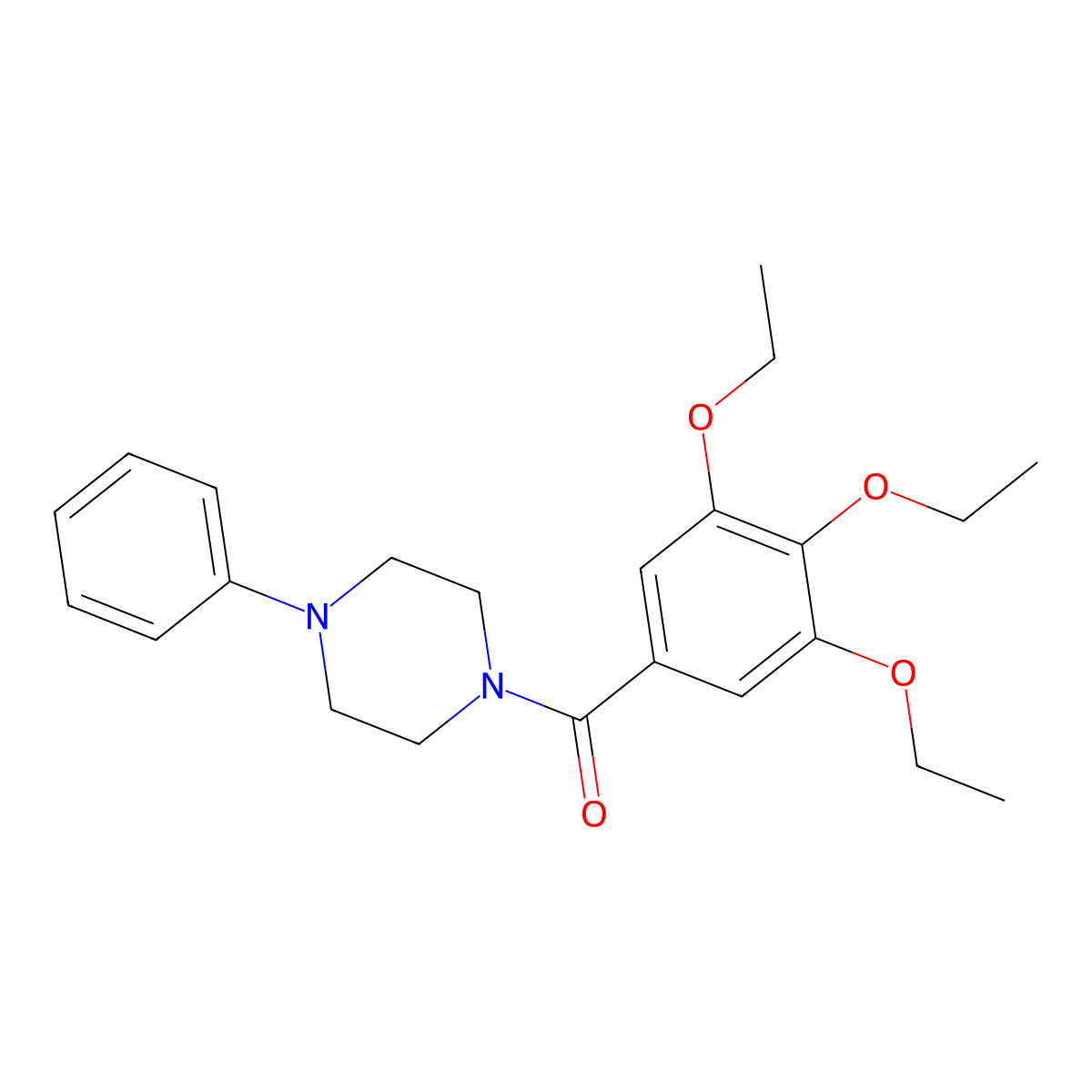 (4-Phenylpiperazin-1-yl)-(3,4,5-triethoxyphenyl)methanone molecular structure, CAS 332117-77-8