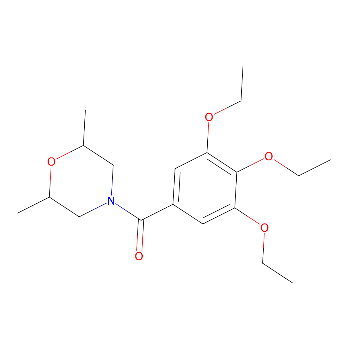 (2,6-Dimethylmorpholin-4-yl)(3,4,5-triethoxyphenyl)methanone molecular structure, CAS 332117-82-5