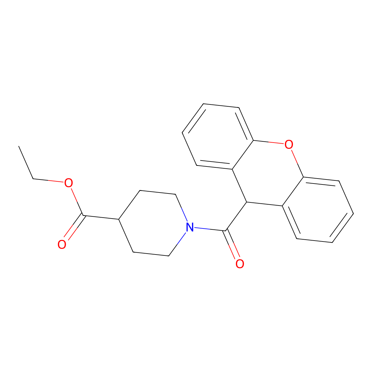 ethyl 1-(9H-xanthene-9-carbonyl)piperidine-4-carboxylate molecular structure, CAS 332117-95-0