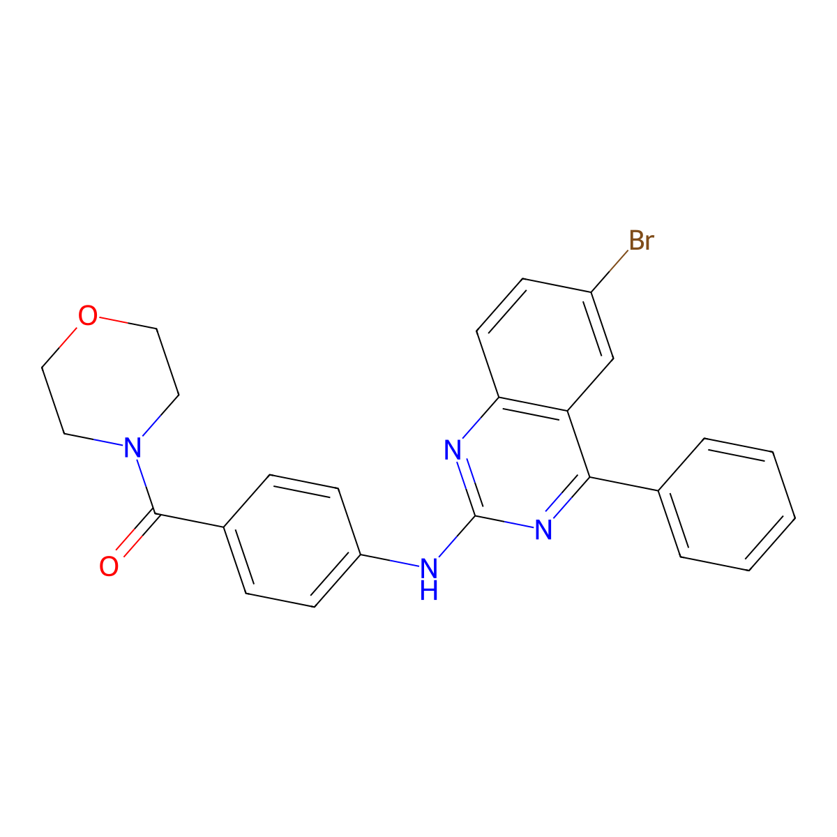 (4-((6-Bromo-4-phenylquinazolin-2-yl)amino)phenyl)(morpholino)methanone molecular structure, CAS 332118-11-3