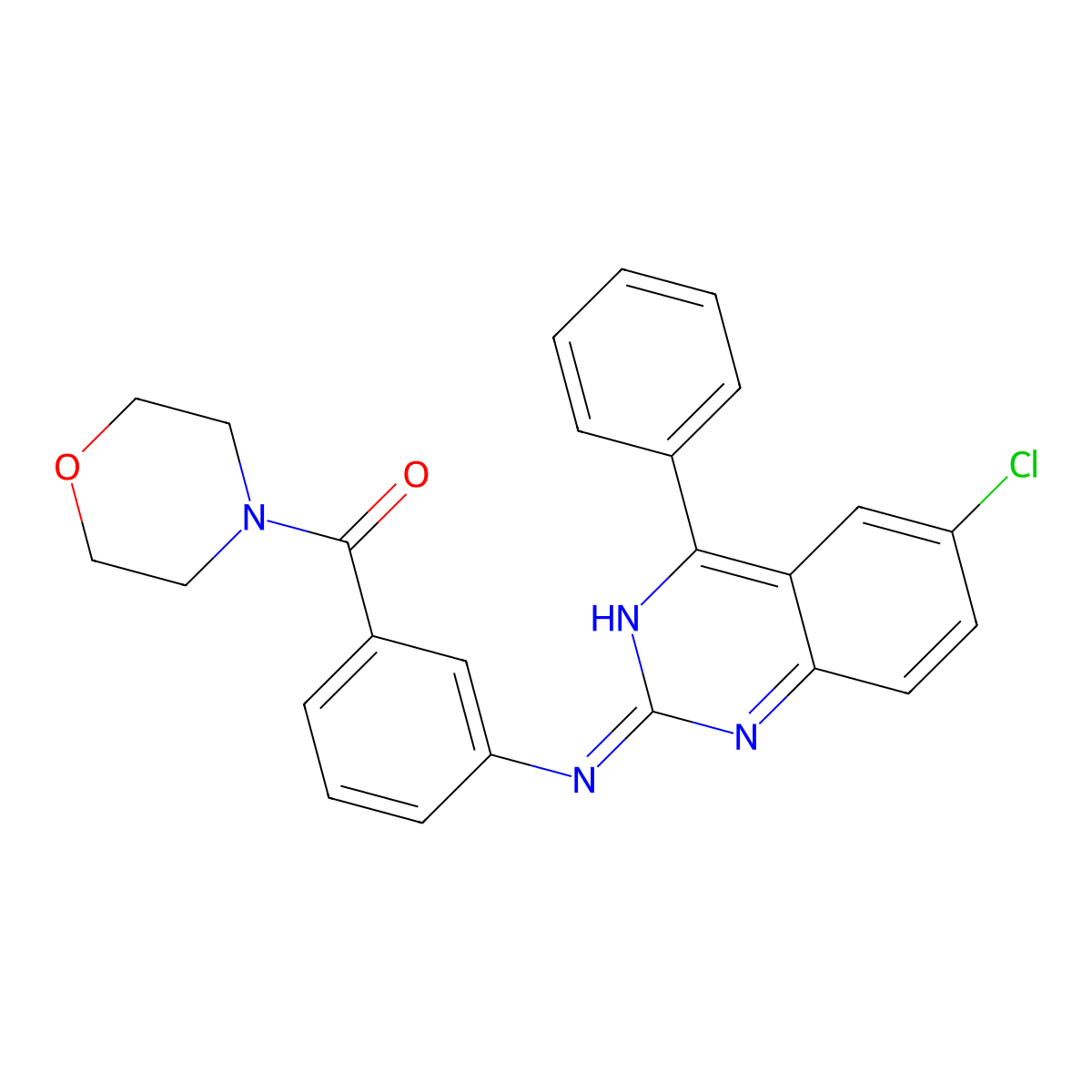 (3-((6-Chloro-4-phenylquinazolin-2-yl)amino)phenyl)(morpholino)methanone molecular structure, CAS 332118-13-5