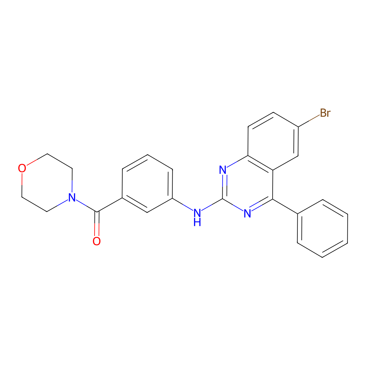 (3-((6-Bromo-4-phenylquinazolin-2-yl)amino)phenyl)(morpholino)methanone molecular structure, CAS 332118-14-6