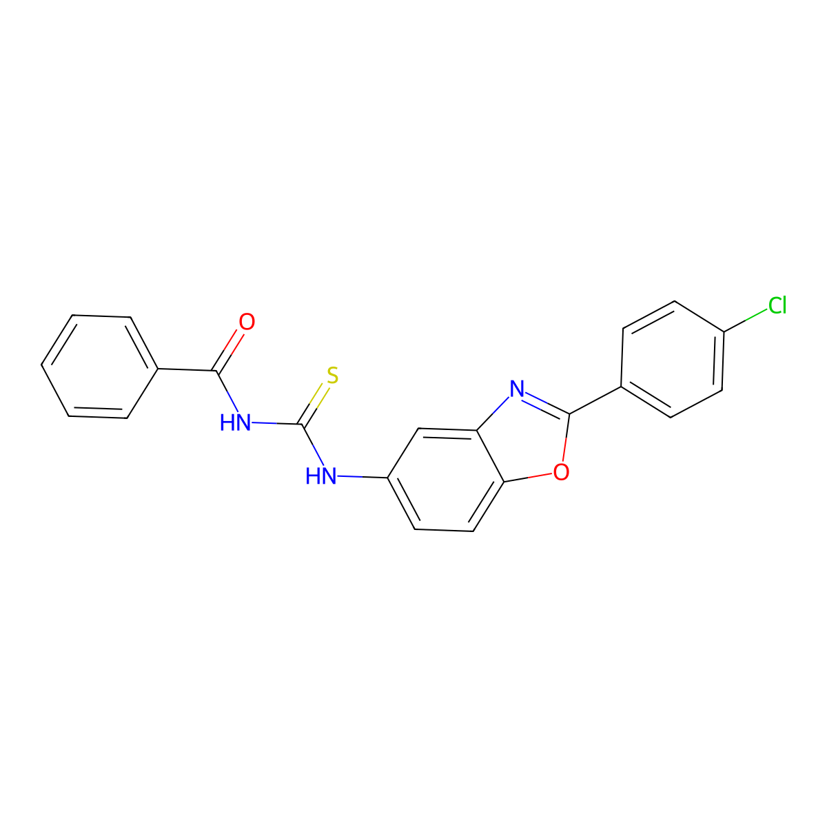 N-[[2-(4-chlorophenyl)-1,3-benzoxazol-5-yl]carbamothioyl]benzamide molecular structure, CAS 332118-99-7