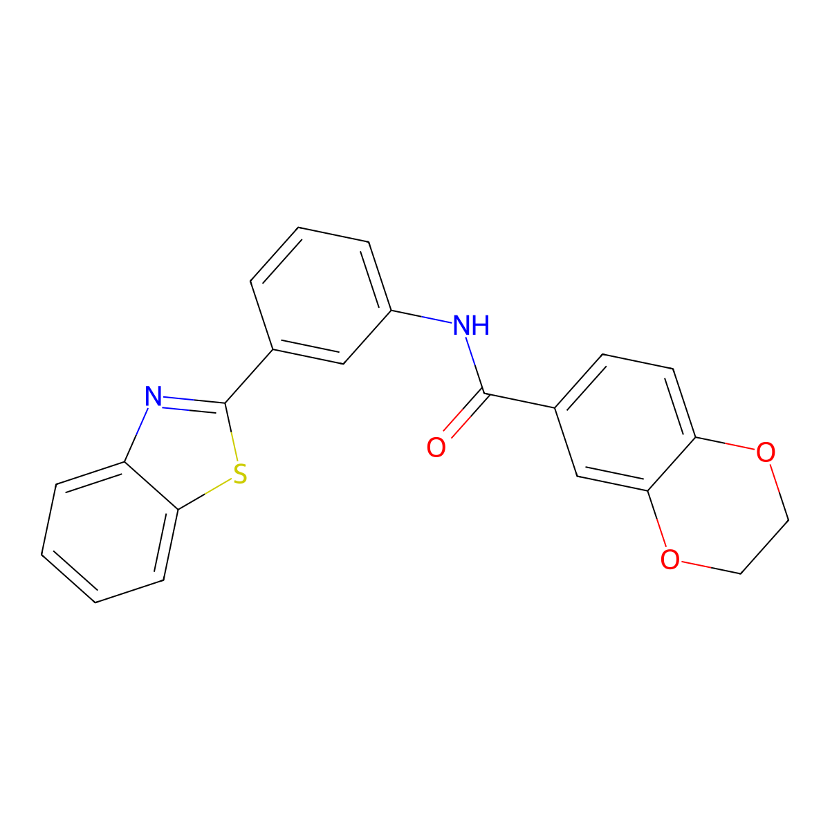 N-[3-(1,3-benzothiazol-2-yl)phenyl]-2,3-dihydro-1,4-benzodioxine-6-carboxamide molecular structure, CAS 332119-08-1
