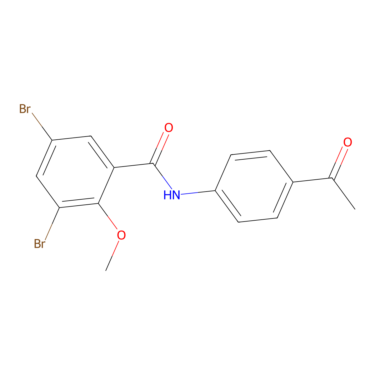 N-(4-acetylphenyl)-3,5-dibromo-2-methoxybenzamide molecular structure, CAS 332119-32-1