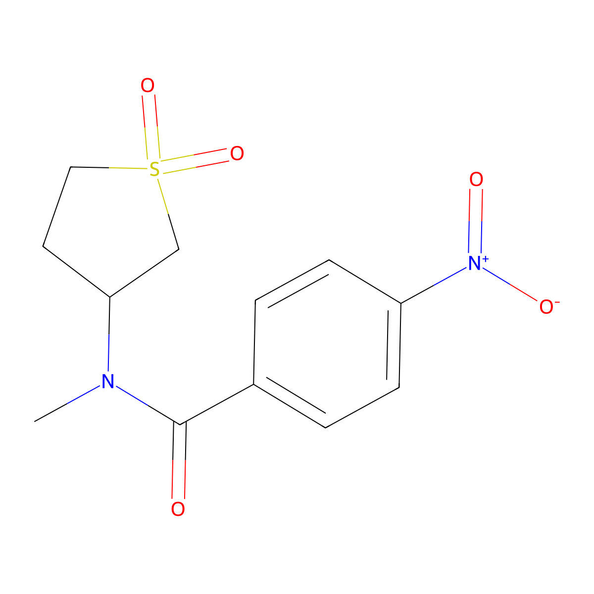 N-(1,1-dioxidotetrahydrothiophen-3-yl)-N-methyl-4-nitrobenzamide molecular structure, CAS 332119-56-9