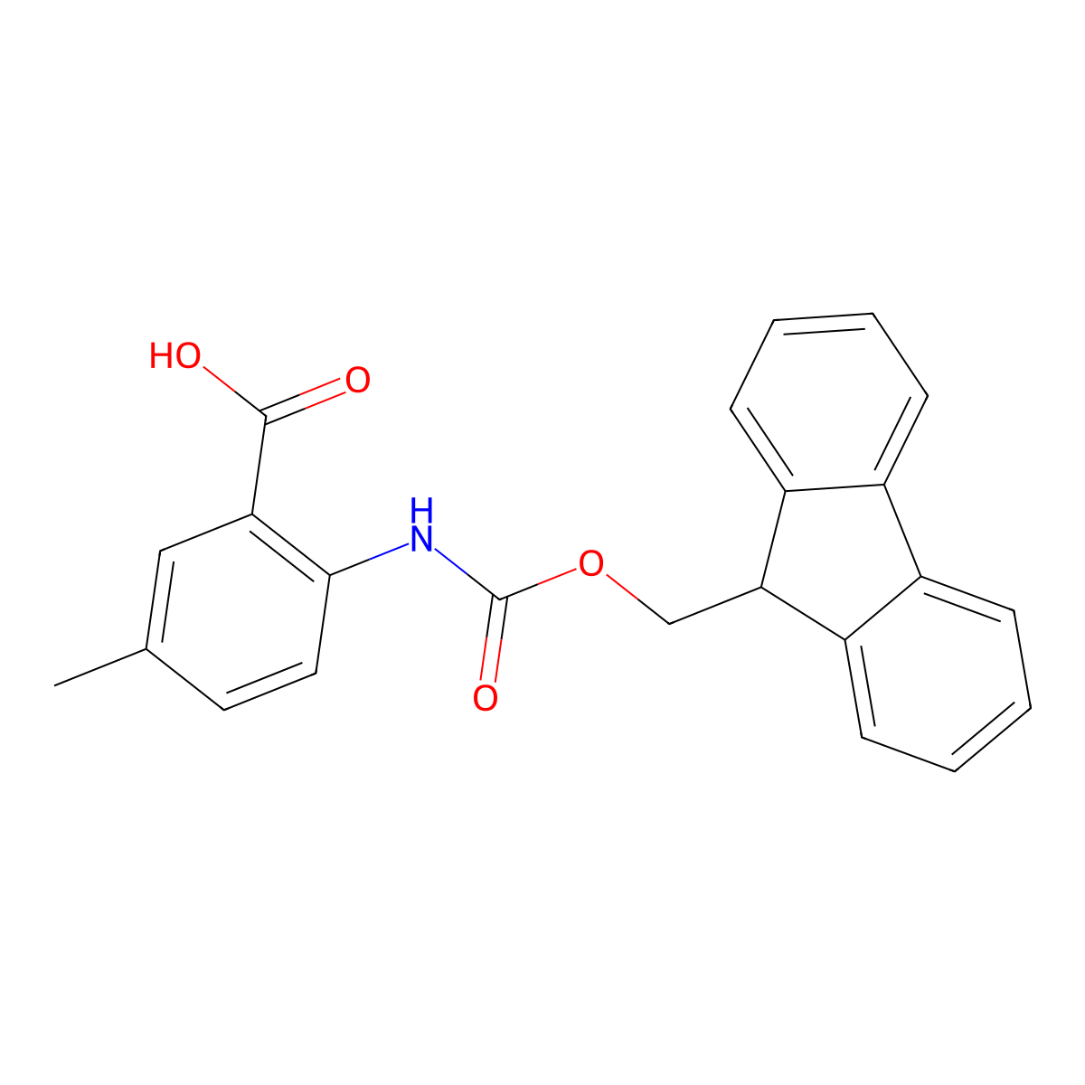 2-((((9H-fluoren-9-yl)methoxy)carbonyl)amino)-5-methylbenzoic acid molecular structure, CAS 332121-91-2