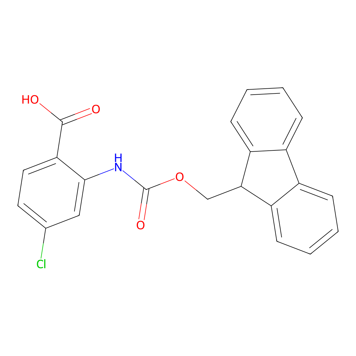 4-chloro-2-((((9H-fluoren-9-yl)methoxy)carbonyl)amino)benzoic acid molecular structure, CAS 332121-92-3