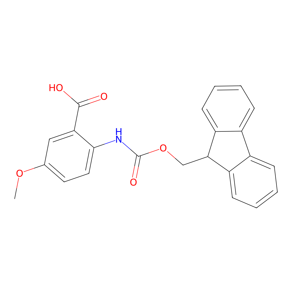 2-({[(9H-Fluoren-9-yl)methoxy]carbonyl}amino)-5-methoxybenzoic acid molecular structure, CAS 332121-93-4