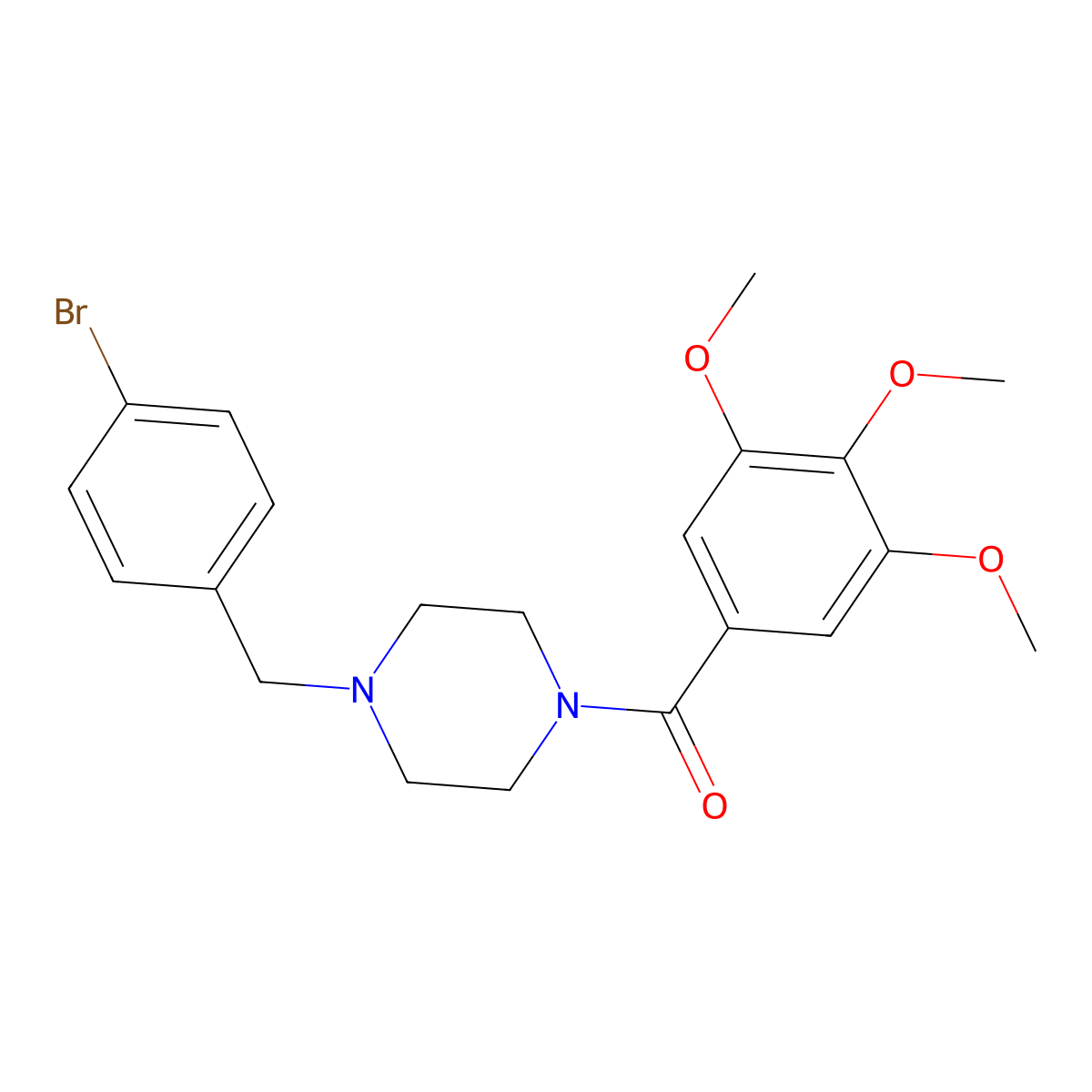 [4-[(4-Bromophenyl)methyl]piperazin-1-yl]-(3,4,5-trimethoxyphenyl)methanone molecular structure, CAS 332124-81-9