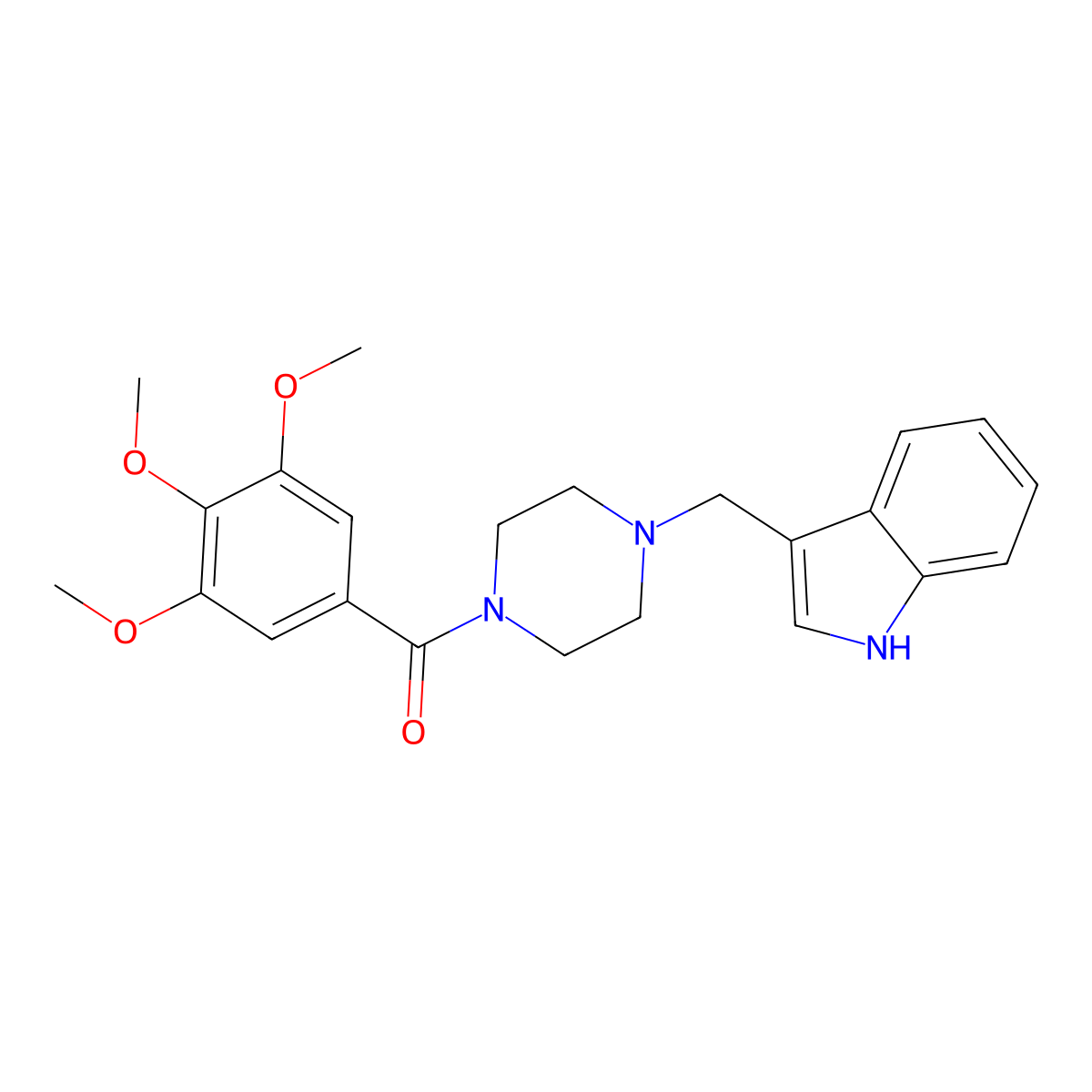 [4-(1H-indol-3-ylmethyl)piperazin-1-yl]-(3,4,5-trimethoxyphenyl)methanone molecular structure, CAS 332124-95-5