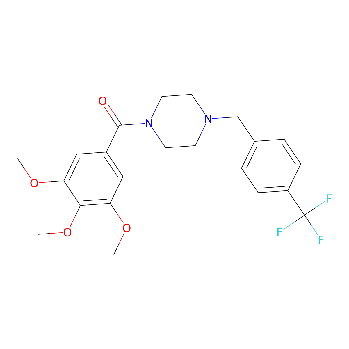 {4-[4-(Trifluoromethyl)benzyl]piperazin-1-yl}(3,4,5-trimethoxyphenyl)methanone molecular structure, CAS 332125-00-5