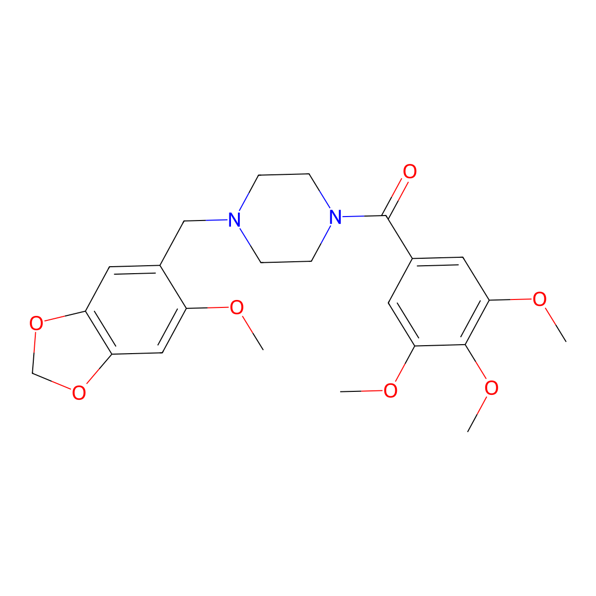 [4-[(6-Methoxy-1,3-benzodioxol-5-yl)methyl]piperazin-1-yl]-(3,4,5-trimethoxyphenyl)methanone molecular structure, CAS 332125-02-7