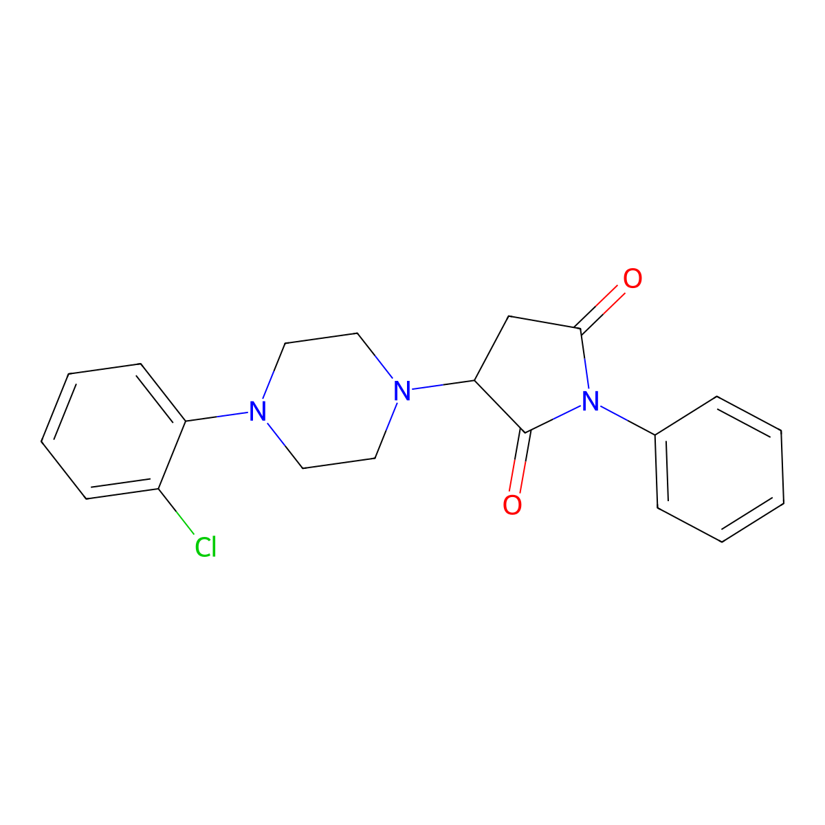 3-[4-(2-Chlorophenyl)piperazin-1-yl]-1-phenylpyrrolidine-2,5-dione molecular structure, CAS 332125-82-3