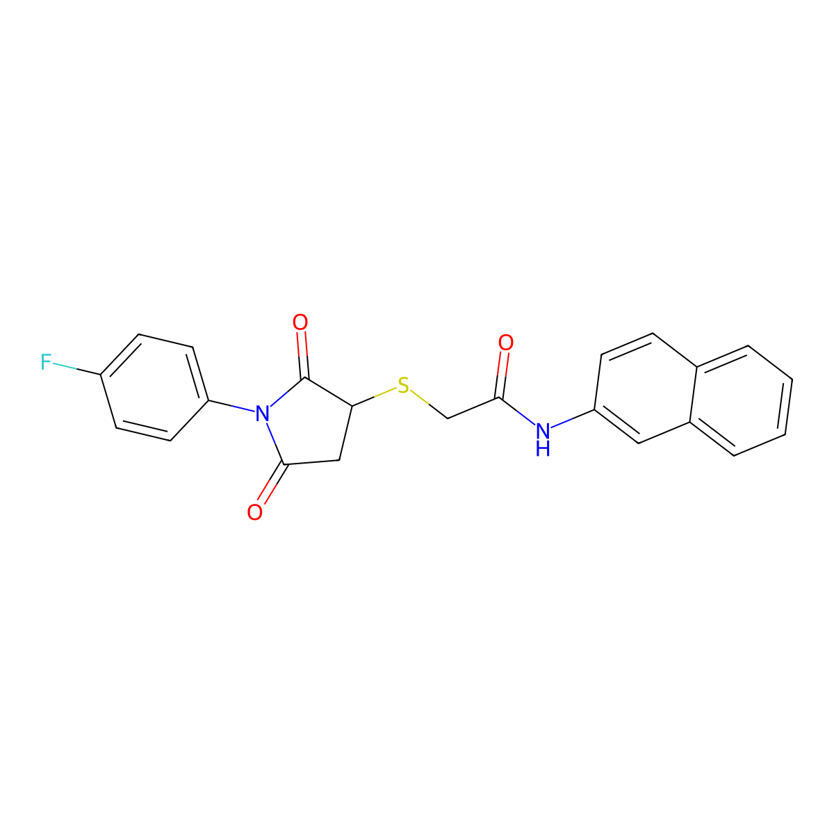 2-[1-(4-fluorophenyl)-2,5-dioxopyrrolidin-3-yl]sulfanyl-N-naphthalen-2-ylacetamide molecular structure, CAS 332125-96-9