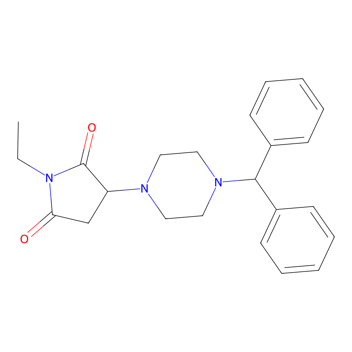 3-(4-Benzhydrylpiperazin-1-yl)-1-ethylpyrrolidine-2,5-dione molecular structure, CAS 332126-45-1