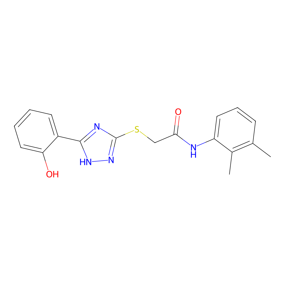 N-(2,3-Dimethylphenyl)-2-((3-(2-hydroxyphenyl)-1H-1,2,4-triazol-5-yl)thio)acetamide molecular structure, CAS 332126-80-4