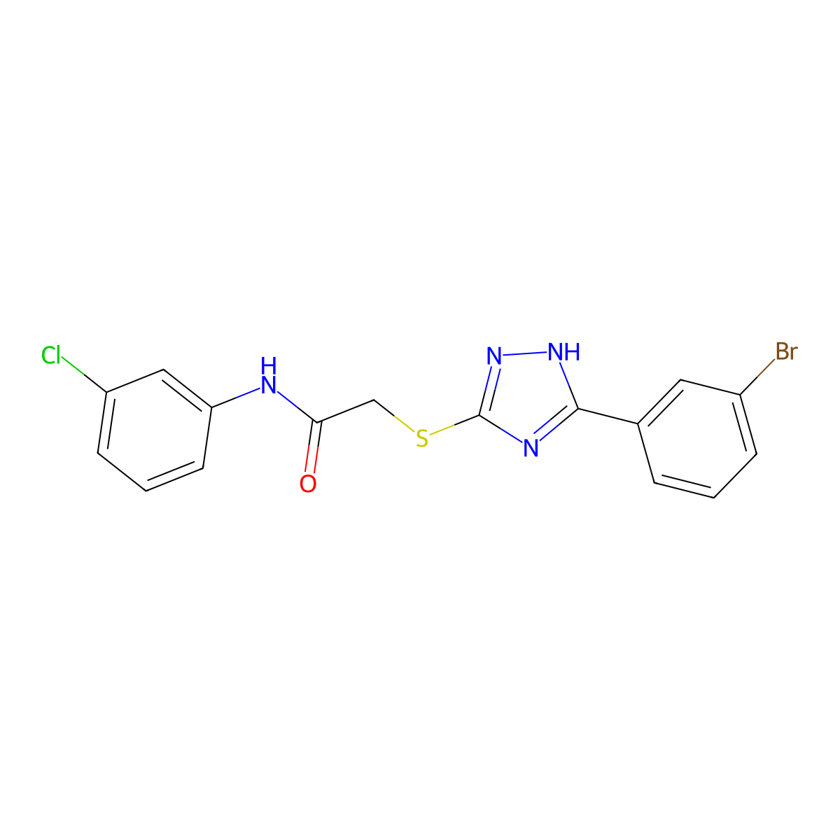 2-((3-(3-Bromophenyl)-1H-1,2,4-triazol-5-yl)thio)-N-(3-chlorophenyl)acetamide molecular structure, CAS 332127-11-4