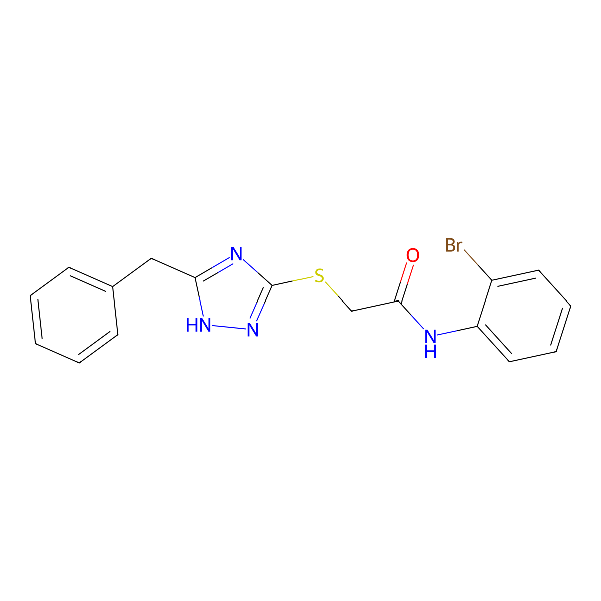 2-((3-Benzyl-1H-1,2,4-triazol-5-yl)thio)-N-(2-bromophenyl)acetamide molecular structure, CAS 332127-33-0