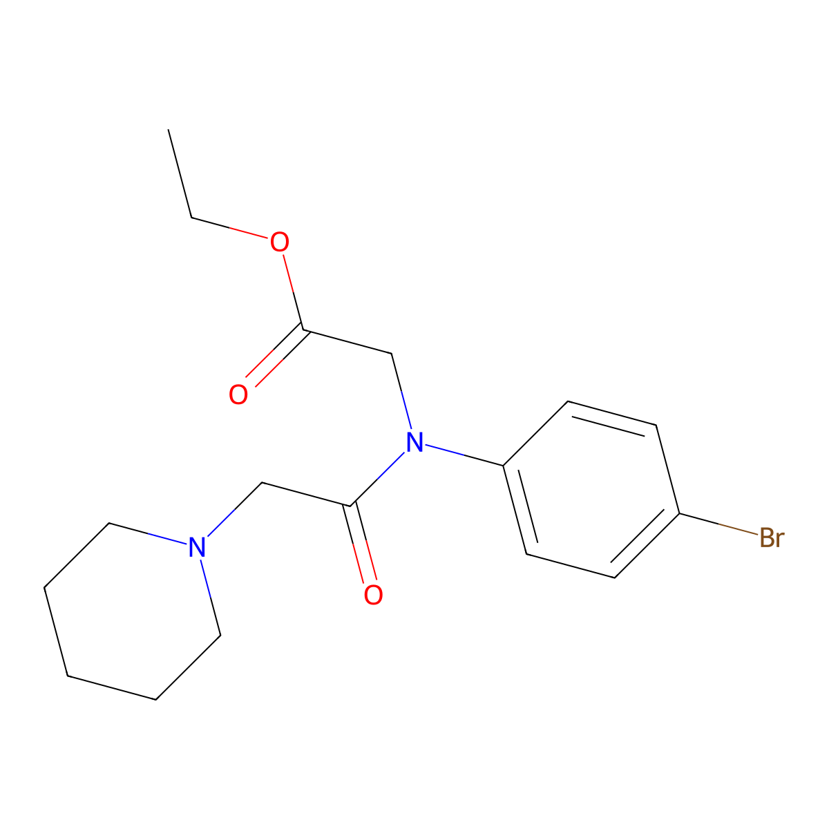 Ethyl 2-(N-(4-bromophenyl)-2-(piperidin-1-yl)acetamido)acetate molecular structure, CAS 332128-44-6