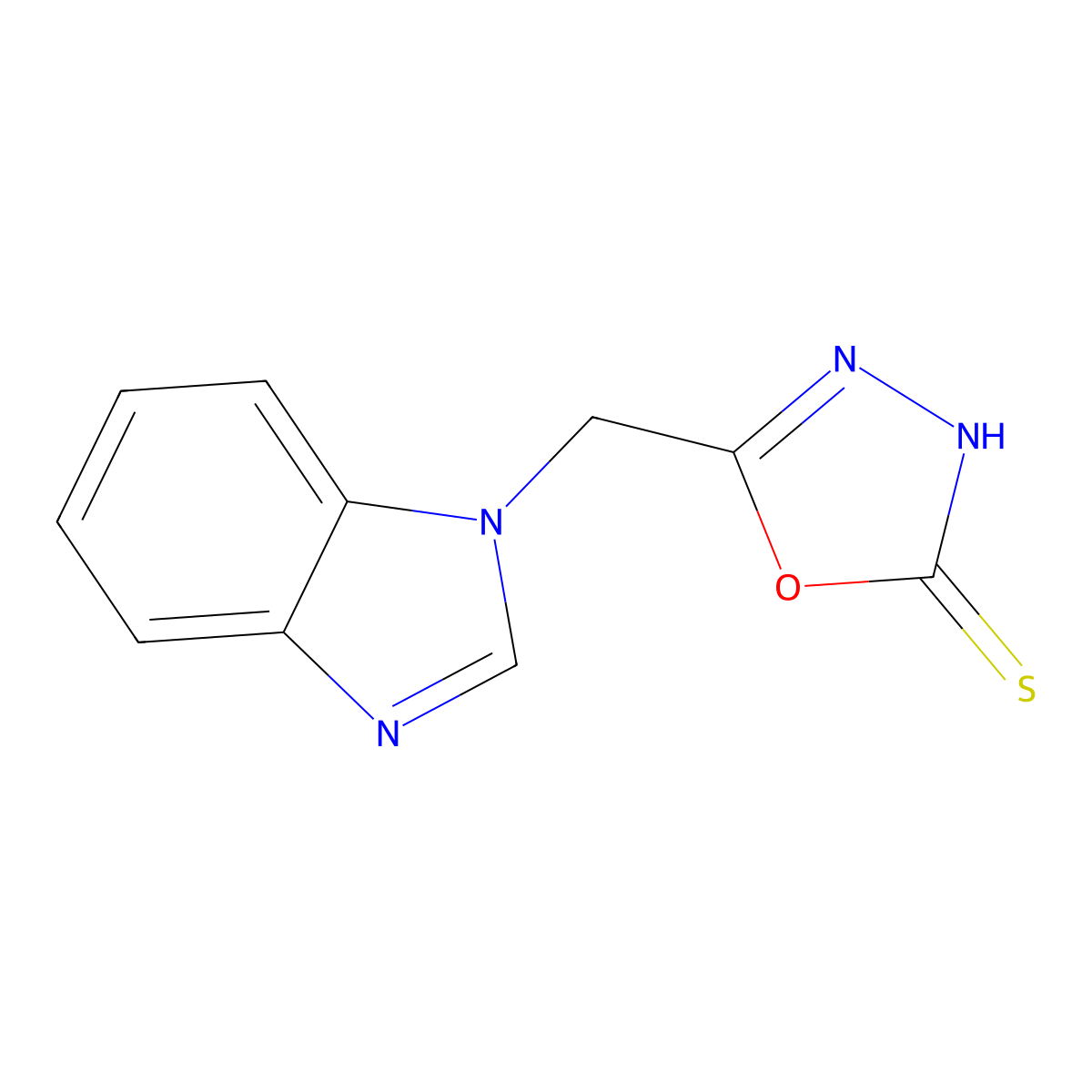 5-((1H-benzo[d]imidazol-1-yl)methyl)-1,3,4-oxadiazole-2-thiol molecular structure, CAS 332128-57-1