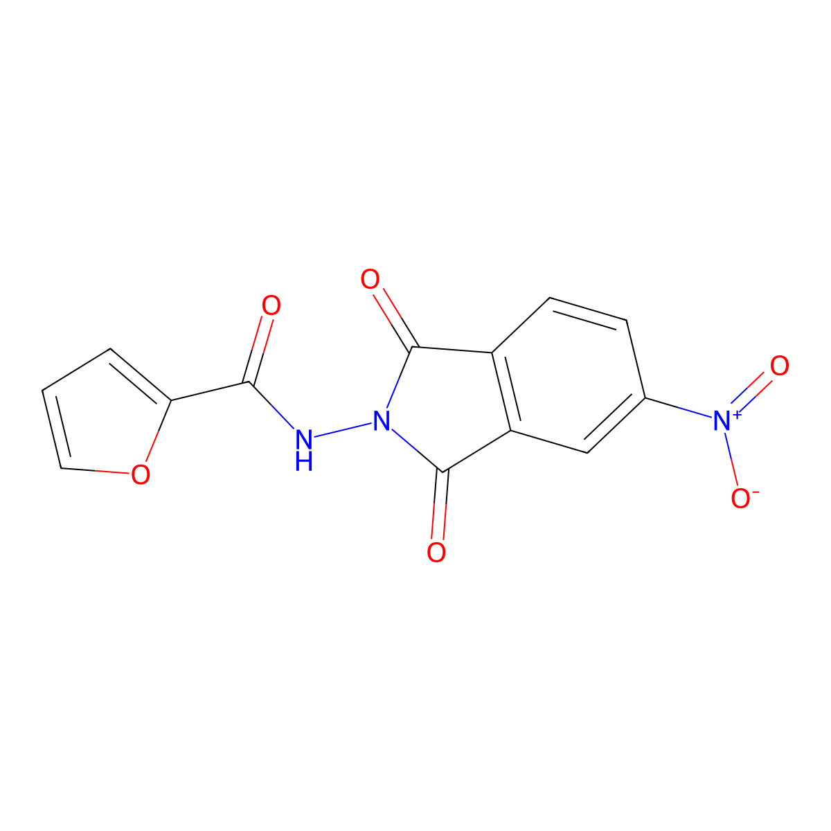 N-(5-nitro-1,3-dioxoisoindol-2-yl)furan-2-carboxamide molecular structure, CAS 332129-09-6