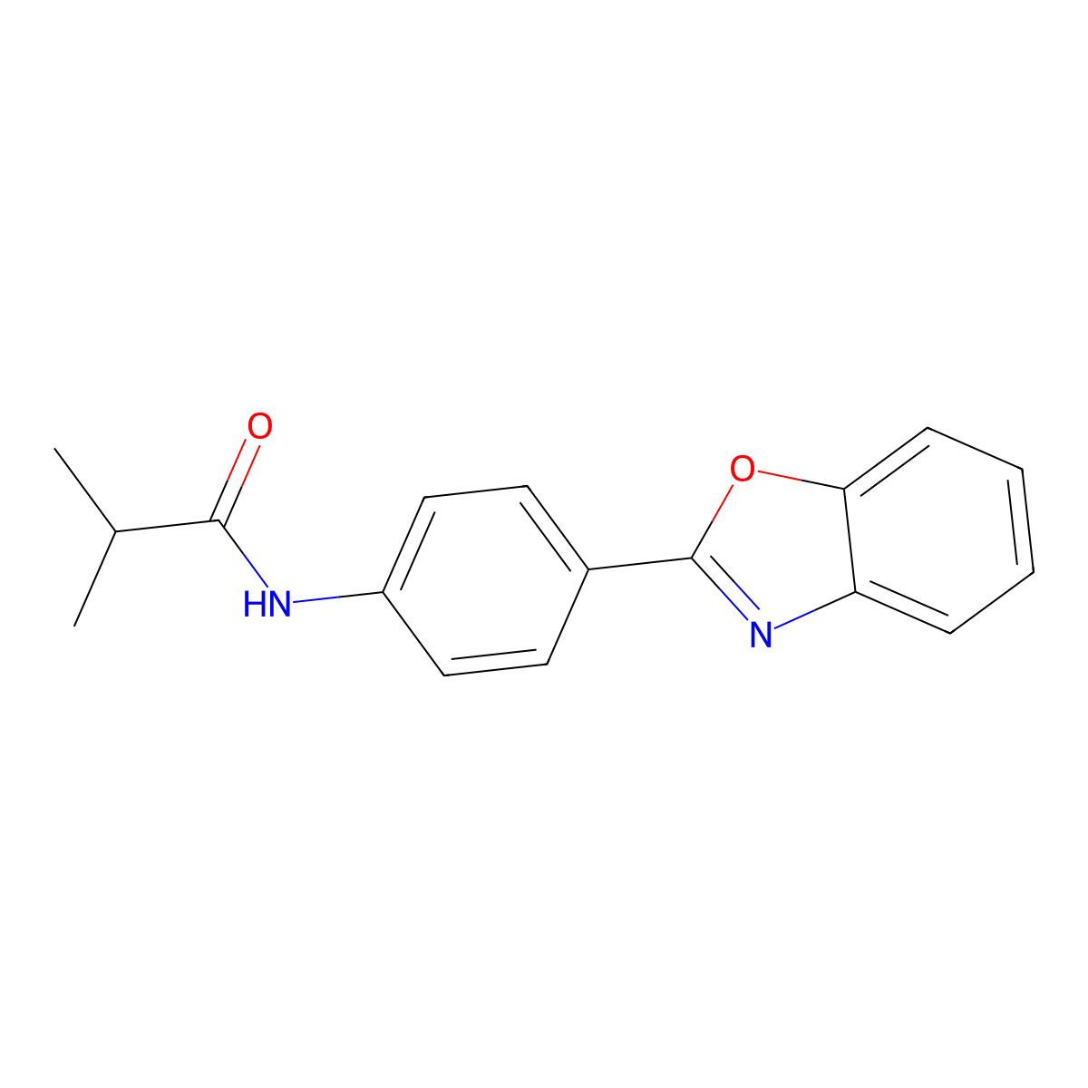 N-[4-(1,3-benzoxazol-2-yl)phenyl]-2-methylpropanamide molecular structure, CAS 332129-18-7