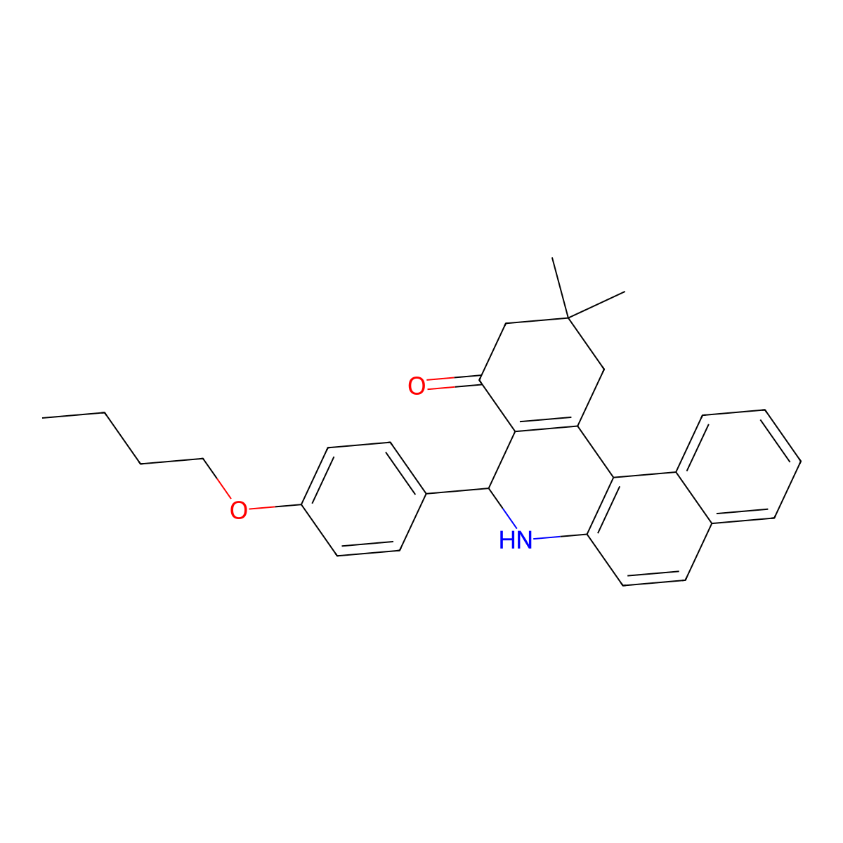 5-(4-butoxyphenyl)-2,2-dimethyl-2,3,5,6-tetrahydrobenzo[a]phenanthridin-4(1H)-one molecular structure, CAS 332129-57-4