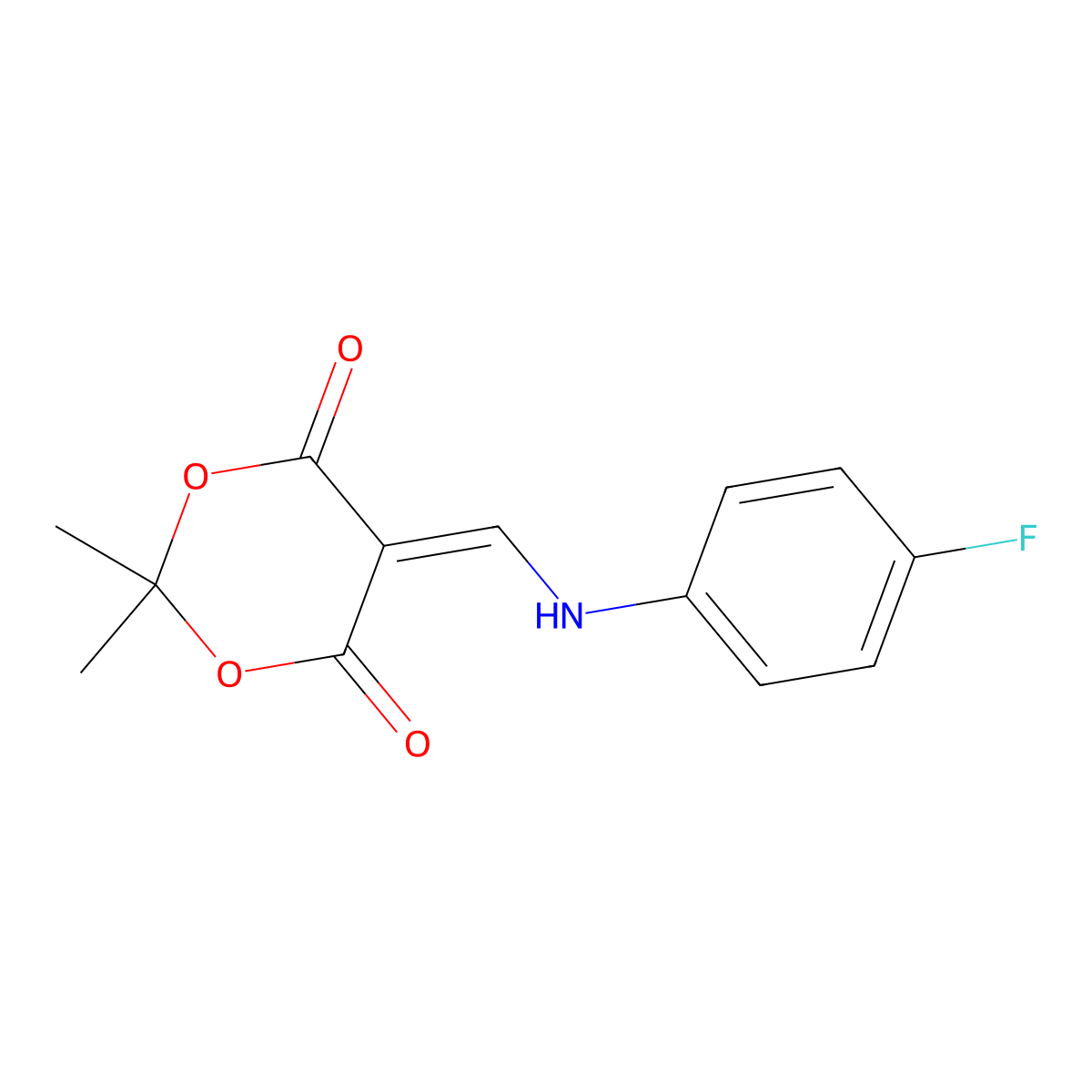 5-{[(4-Fluorophenyl)amino]methylidene}-2,2-dimethyl-1,3-dioxane-4,6-dione molecular structure, CAS 332129-58-5