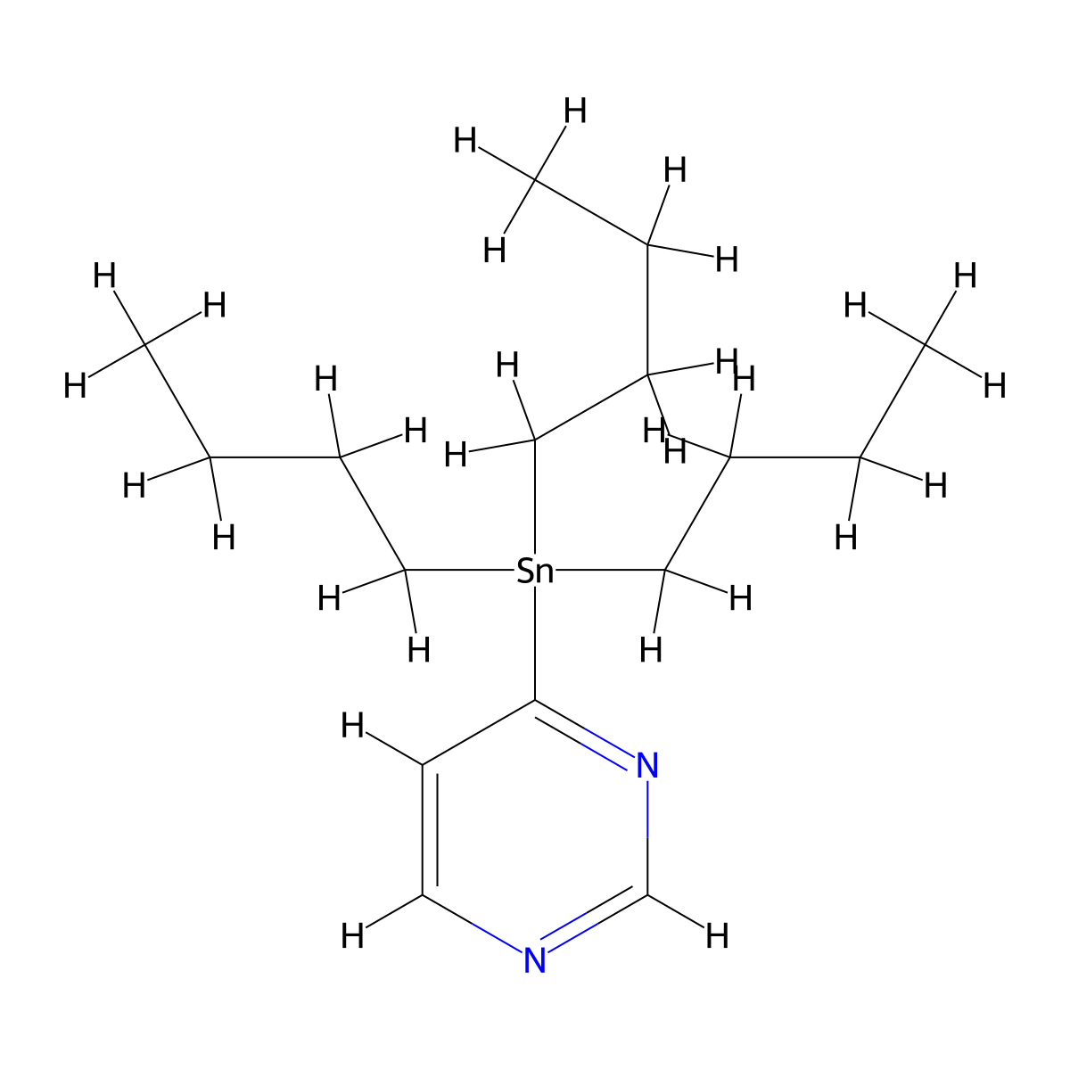 4-(Tributylstannyl)pyrimidine molecular structure, CAS 332133-92-3
