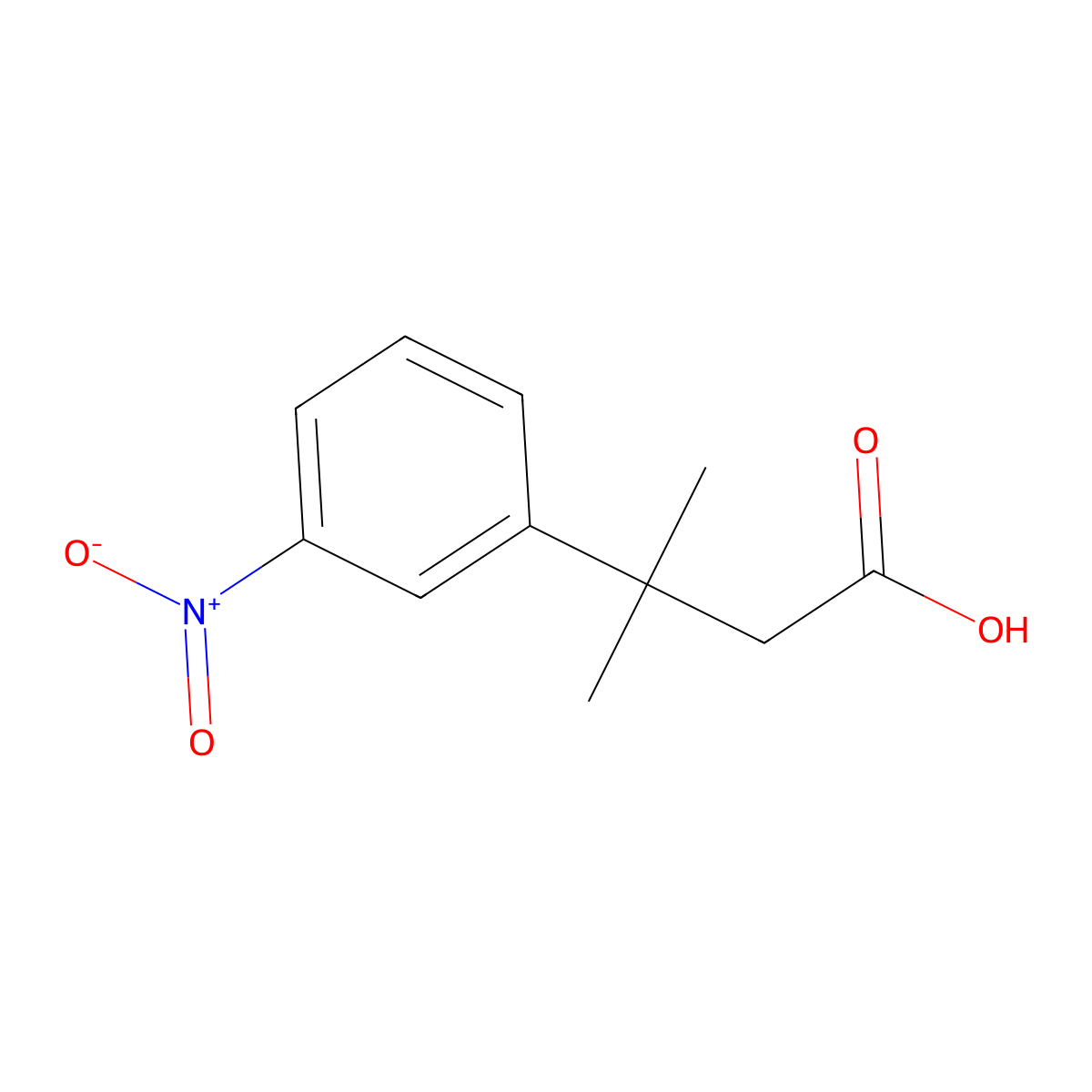 3-Methyl-3-(3-nitrophenyl)butanoic acid molecular structure, CAS 33214-35-6