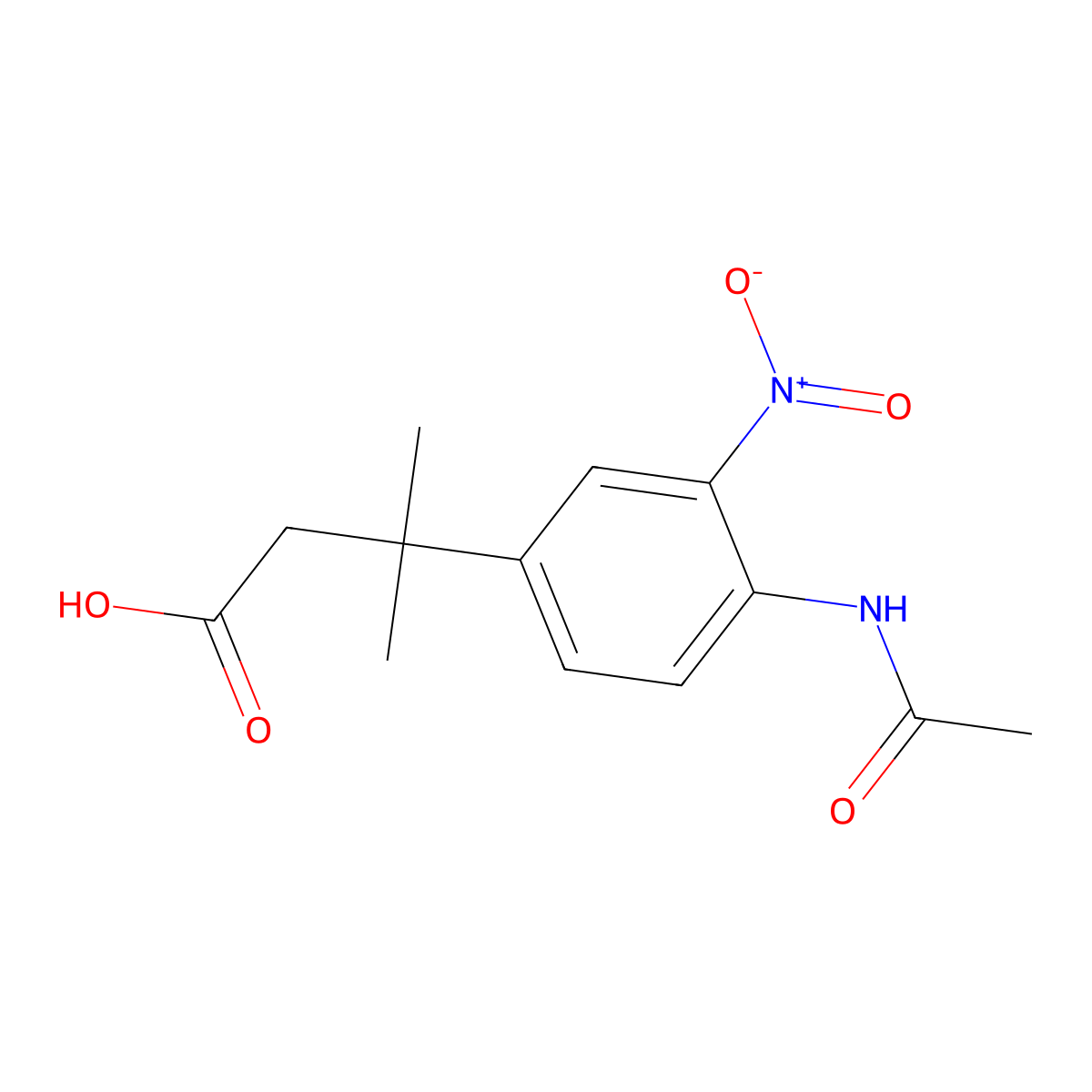 3-{4-(Acetylamino)-3-nitrophenyl}-3-methylbutanoic acid molecular structure, CAS 33214-73-2