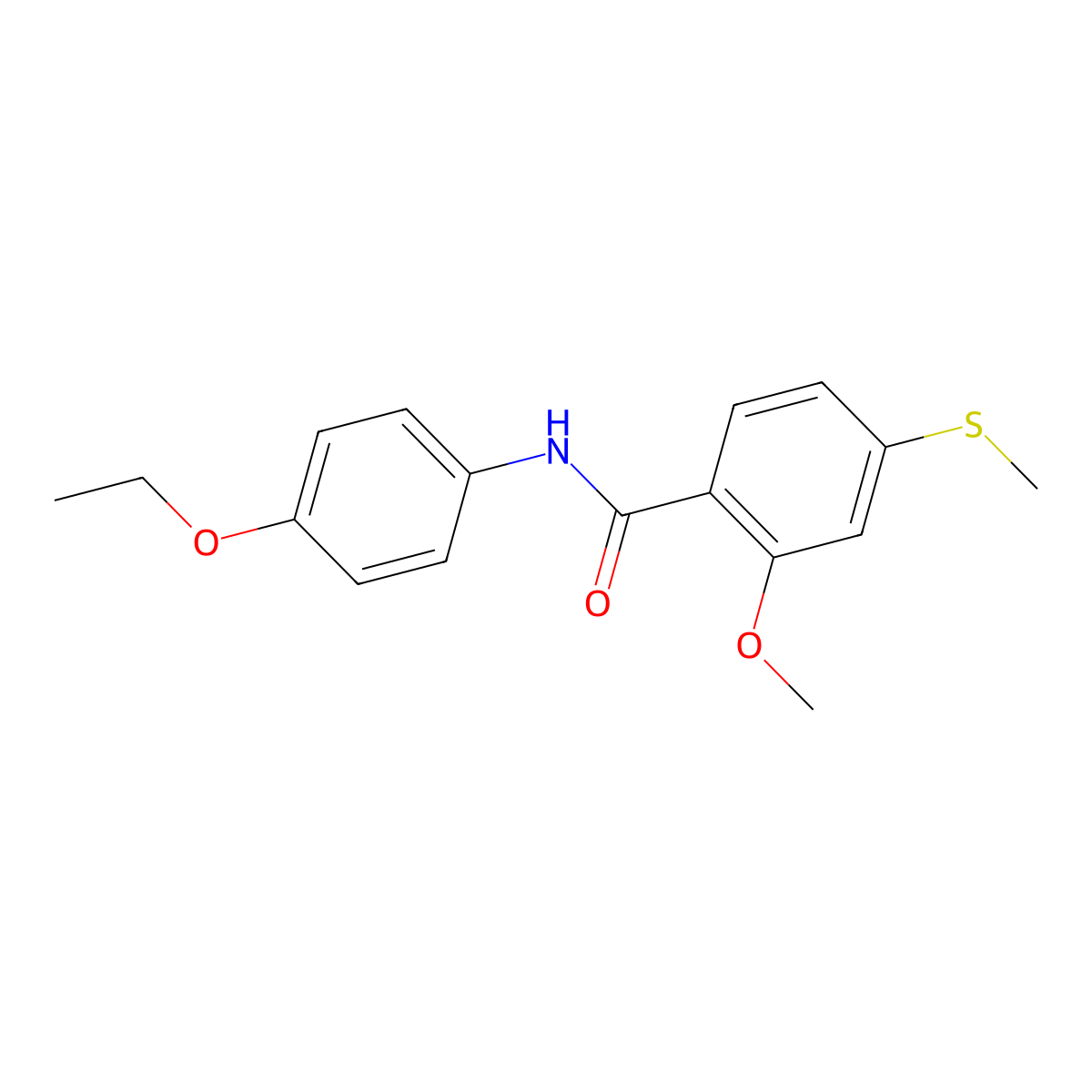 N-(4-ethoxyphenyl)-2-methoxy-4-methylsulfanylbenzamide molecular structure, CAS 332143-70-1