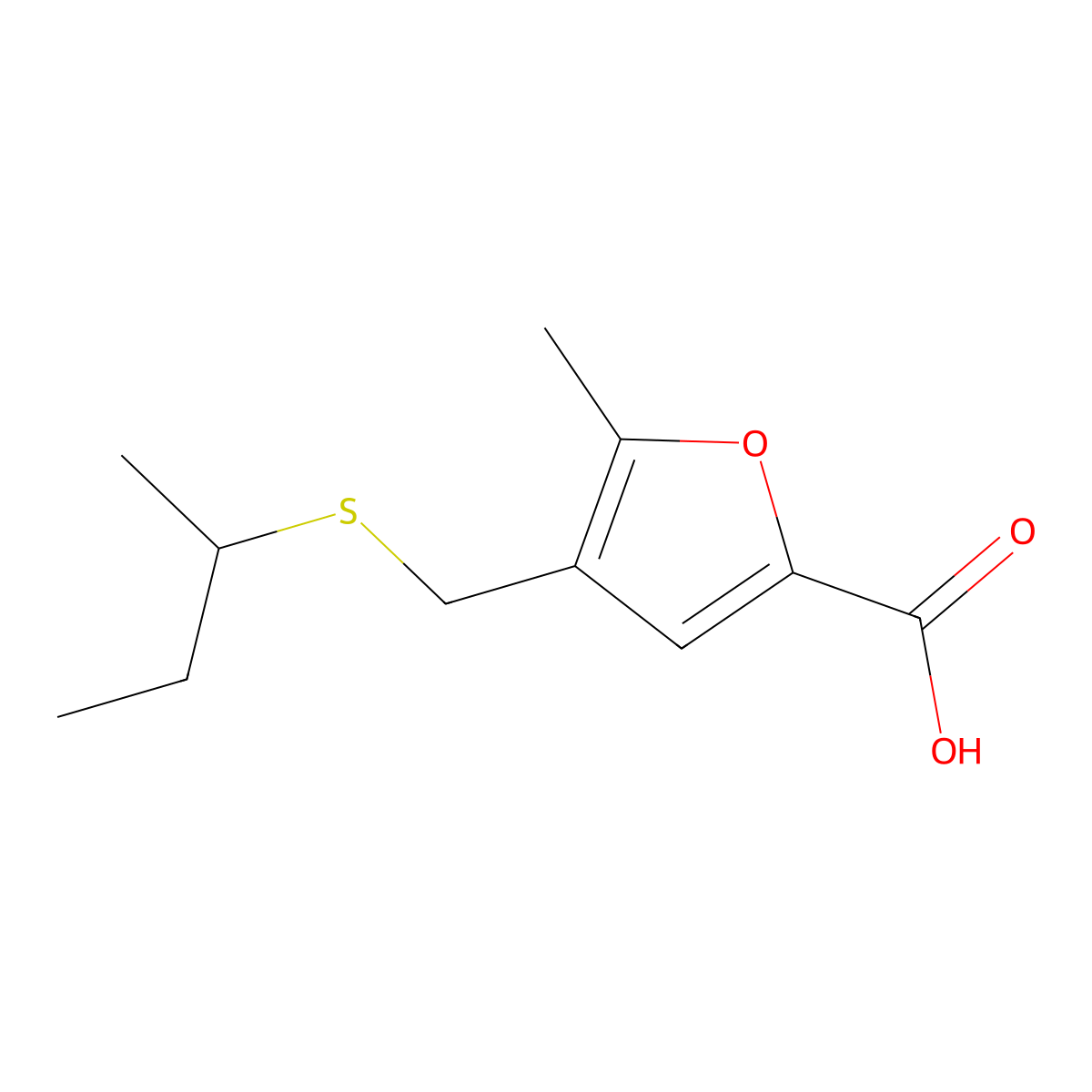 4-[(Sec-butylsulfanyl)methyl]-5-methyl-2-furoic acid molecular structure, CAS 332143-76-7