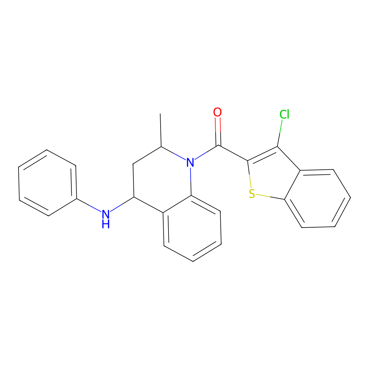 (3-chloro-1-benzothiophen-2-yl)[2-methyl-4-(phenylamino)-3,4-dihydroquinolin-1(2H)-yl]methanone molecular structure, CAS 332143-95-0
