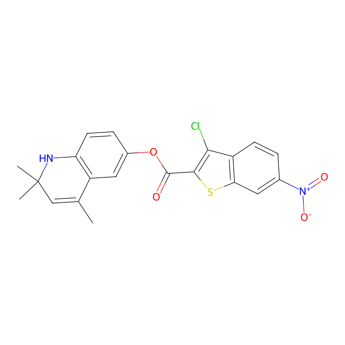 2,2,4-Trimethyl-1,2-dihydroquinolin-6-yl 3-chloro-6-nitro-1-benzothiophene-2-carboxylate molecular structure, CAS 332143-96-1