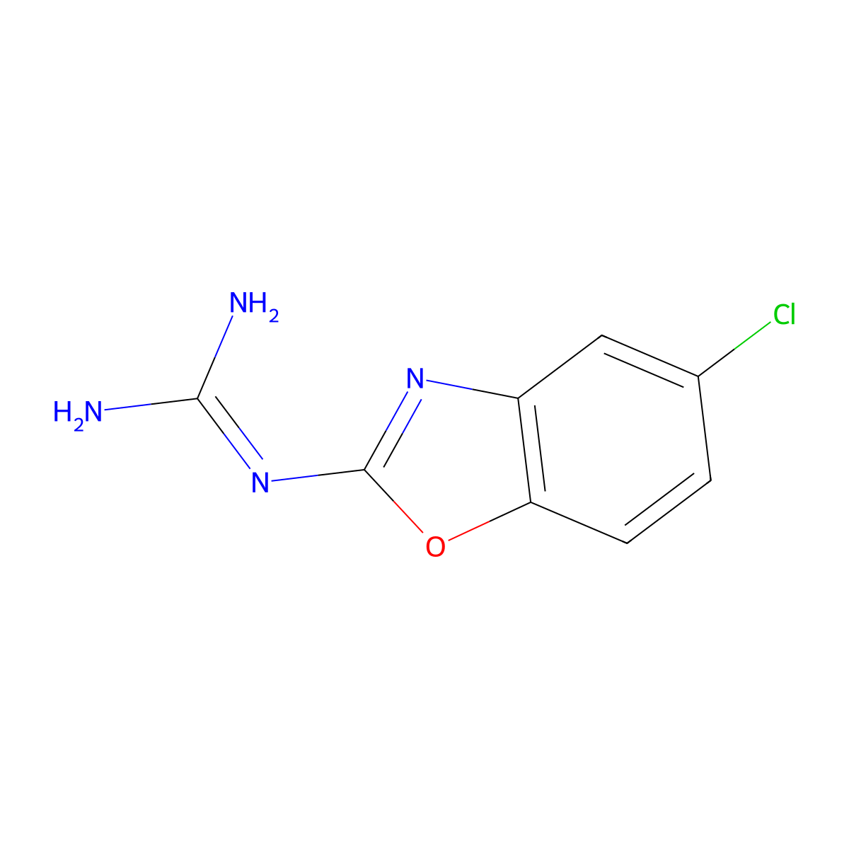 N-(5-chloro-1,3-benzoxazol-2-yl)guanidine molecular structure, CAS 332144-07-7