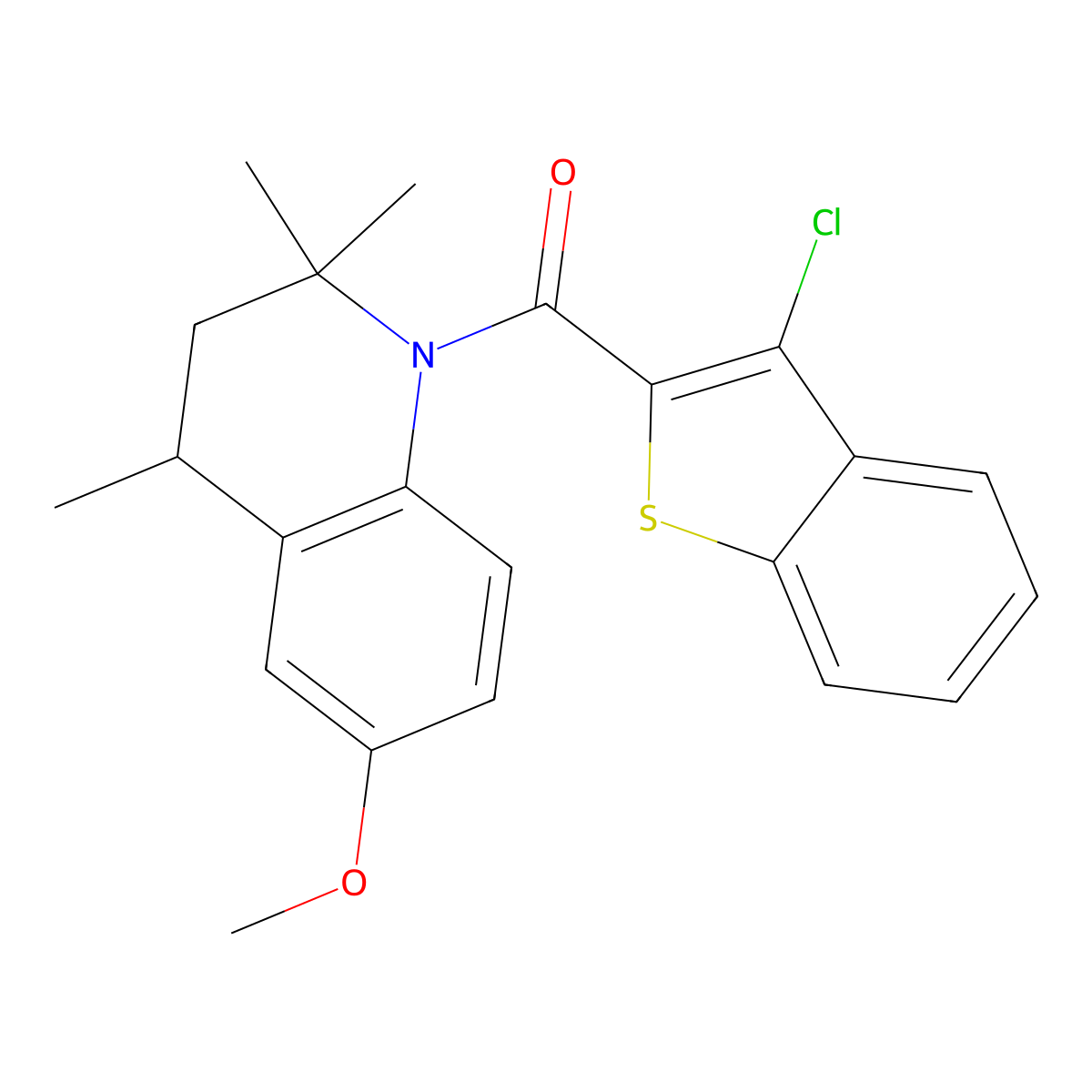 (3-chloro-1-benzothiophen-2-yl)(6-methoxy-2,2,4-trimethyl-3,4-dihydroquinolin-1(2H)-yl)methanone molecular structure, CAS 332144-16-8