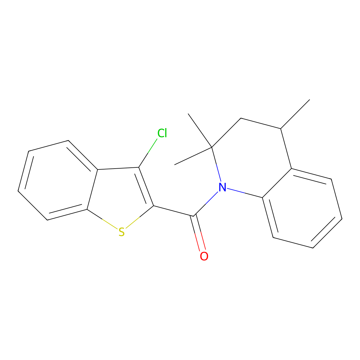 (3-Chloro-1-benzothiophen-2-yl)-(2,2,4-trimethyl-3,4-dihydroquinolin-1-yl)methanone molecular structure, CAS 332144-17-9