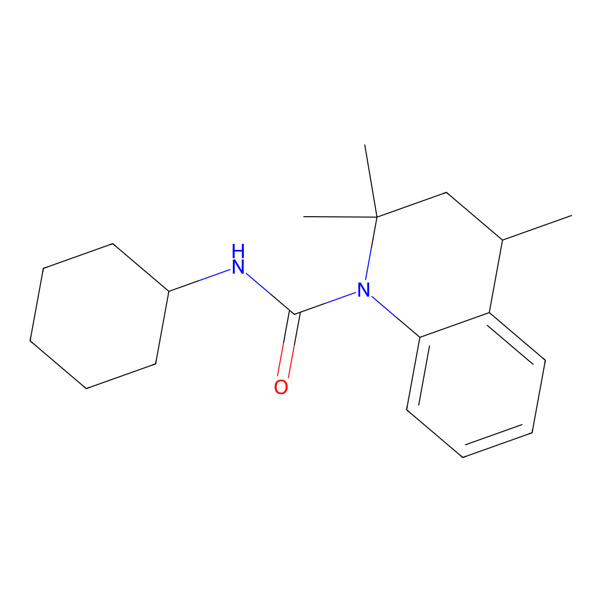 N-cyclohexyl-2,2,4-trimethyl-3,4-dihydroquinoline-1-carboxamide molecular structure, CAS 332144-20-4