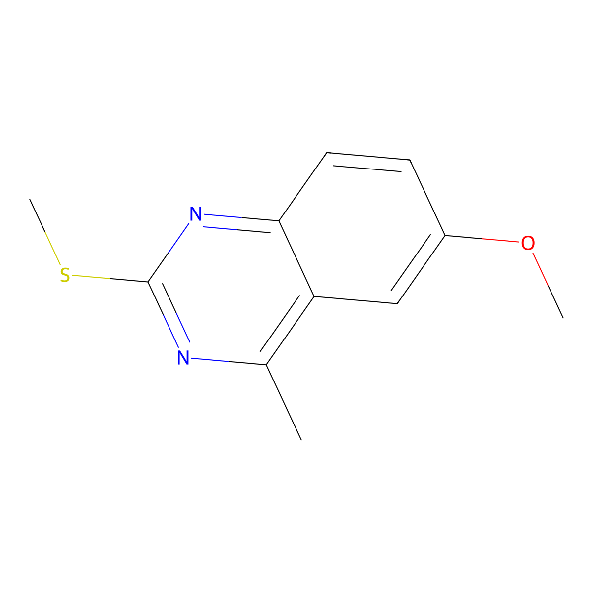 6-Methoxy-4-methyl-2-(methylsulfanyl)quinazoline molecular structure, CAS 332144-25-9