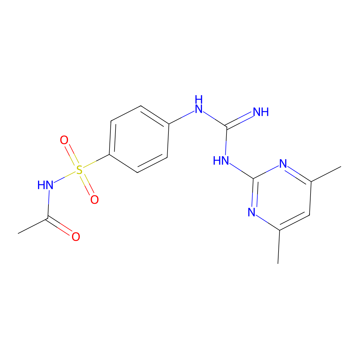 N-((4-(3-(4,6-Dimethylpyrimidin-2-yl)guanidino)phenyl)sulfonyl)acetamide molecular structure, CAS 332144-45-3