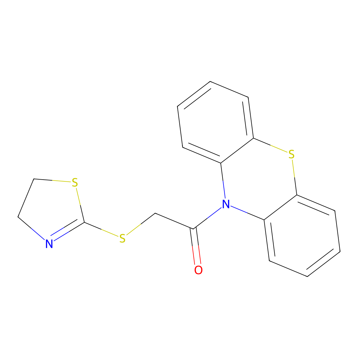 2-(4,5-Dihydro-1,3-thiazol-2-ylsulfanyl)-1-phenothiazin-10-ylethanone molecular structure, CAS 332144-53-3