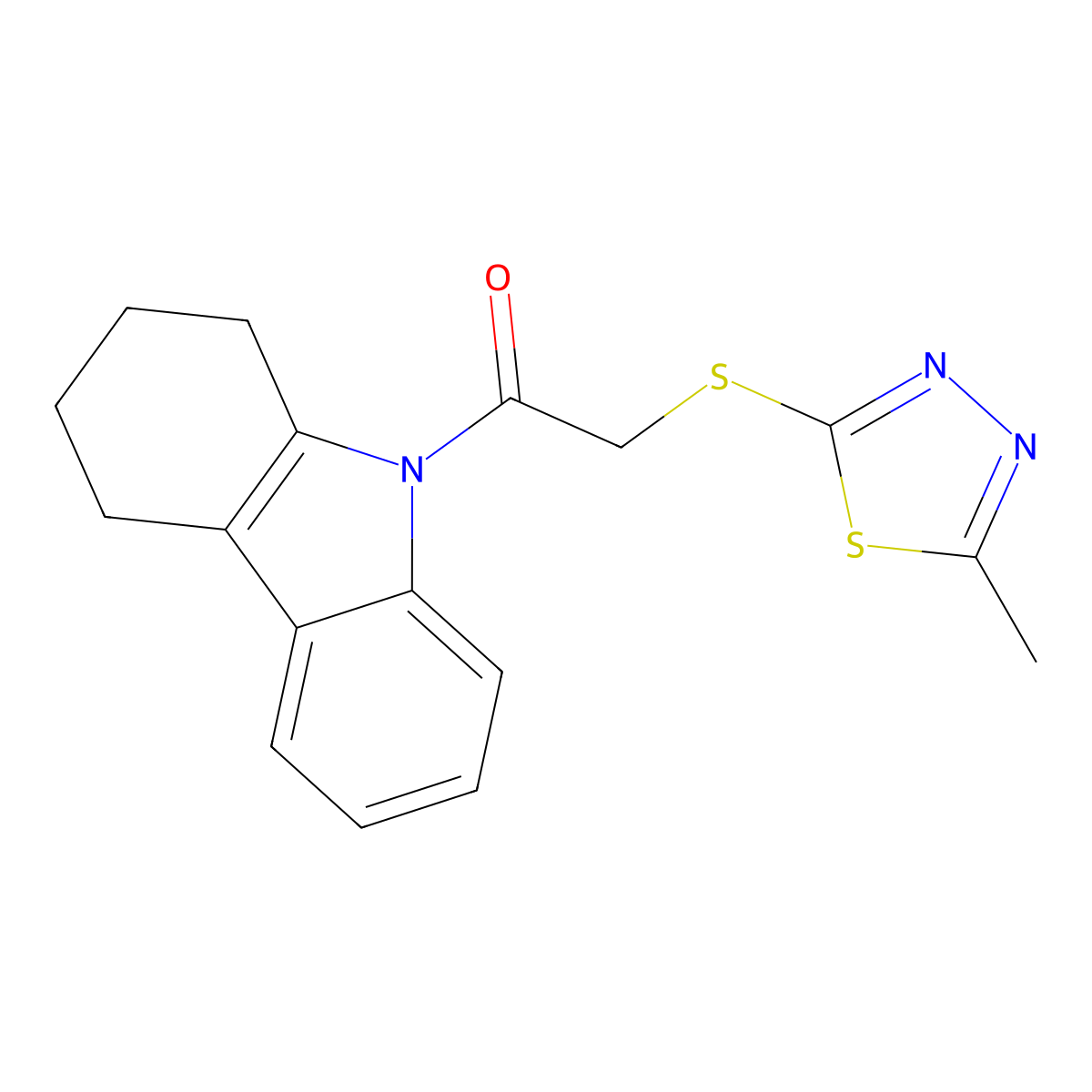 9-{[(5-methyl-1,3,4-thiadiazol-2-yl)thio]acetyl}-2,3,4,9-tetrahydro-1H-carbazole molecular structure, CAS 332144-54-4