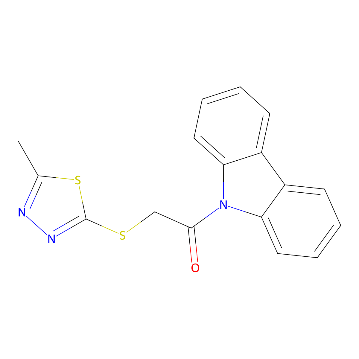 1-Carbazol-9-yl-2-[(5-methyl-1,3,4-thiadiazol-2-yl)sulfanyl]ethanone molecular structure, CAS 332144-55-5