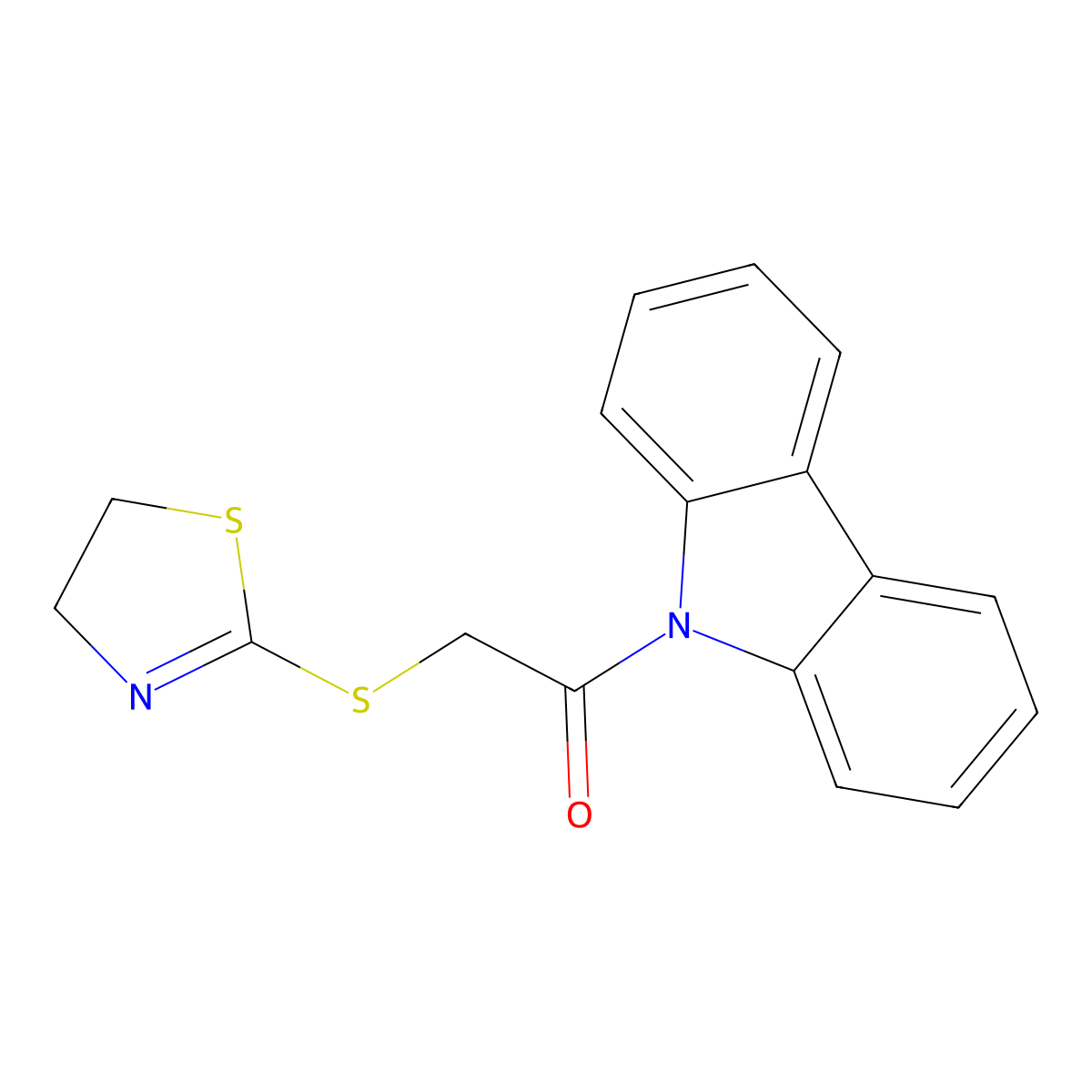 1-Carbazol-9-yl-2-(4,5-dihydro-1,3-thiazol-2-ylsulfanyl)ethanone molecular structure, CAS 332144-57-7