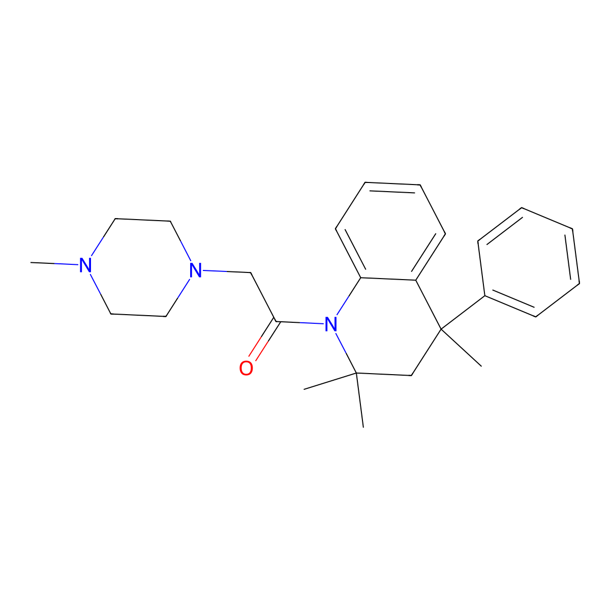 2-(4-methylpiperazin-1-yl)-1-(2,2,4-trimethyl-4-phenyl-3H-quinolin-1-yl)ethanone molecular structure, CAS 332144-58-8