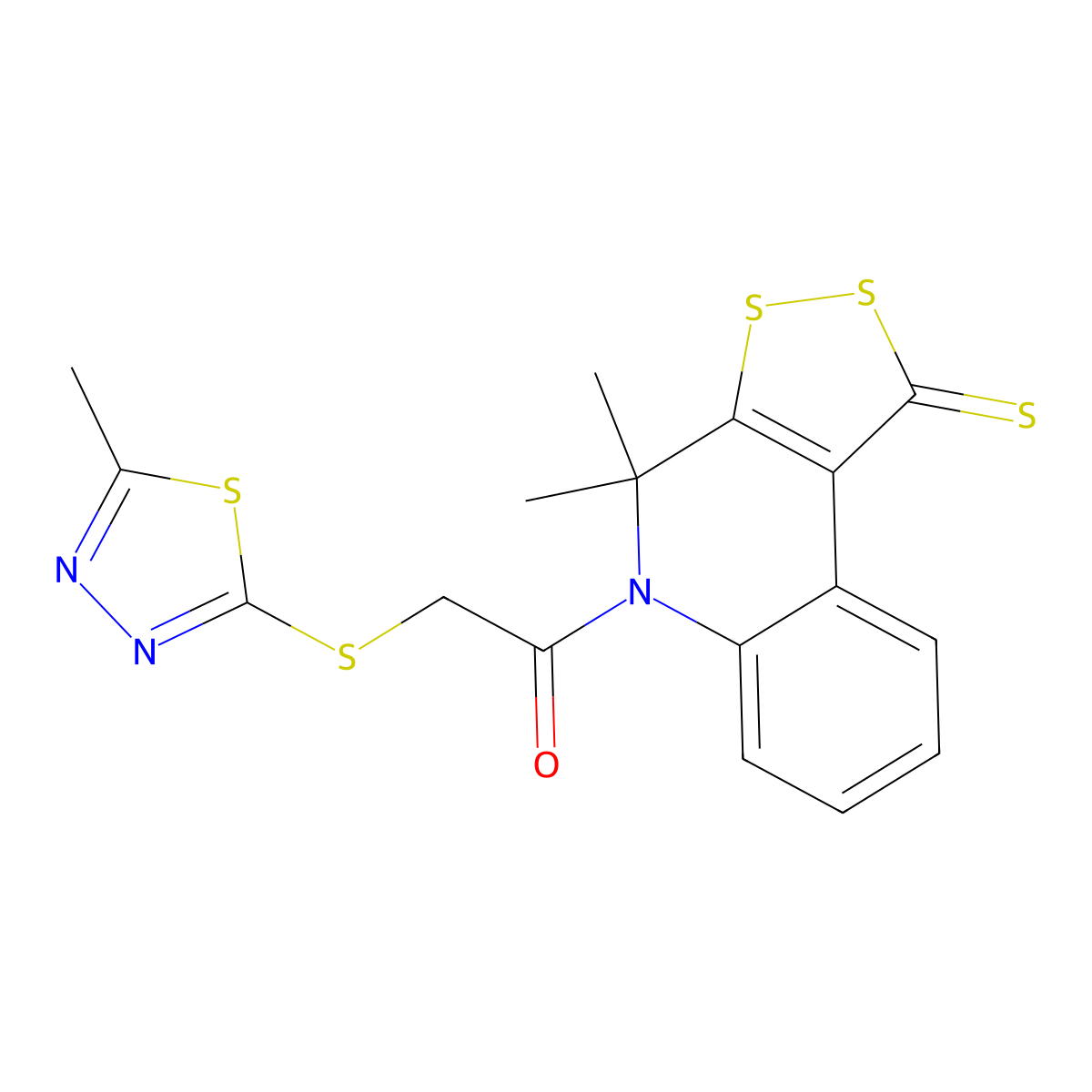 1-(4,4-Dimethyl-1-sulfanylidenedithiolo[3,4-c]quinolin-5-yl)-2-[(5-methyl-1,3,4-thiadiazol-2-yl)sulfanyl]ethanone molecular structure, CAS 332144-59-9