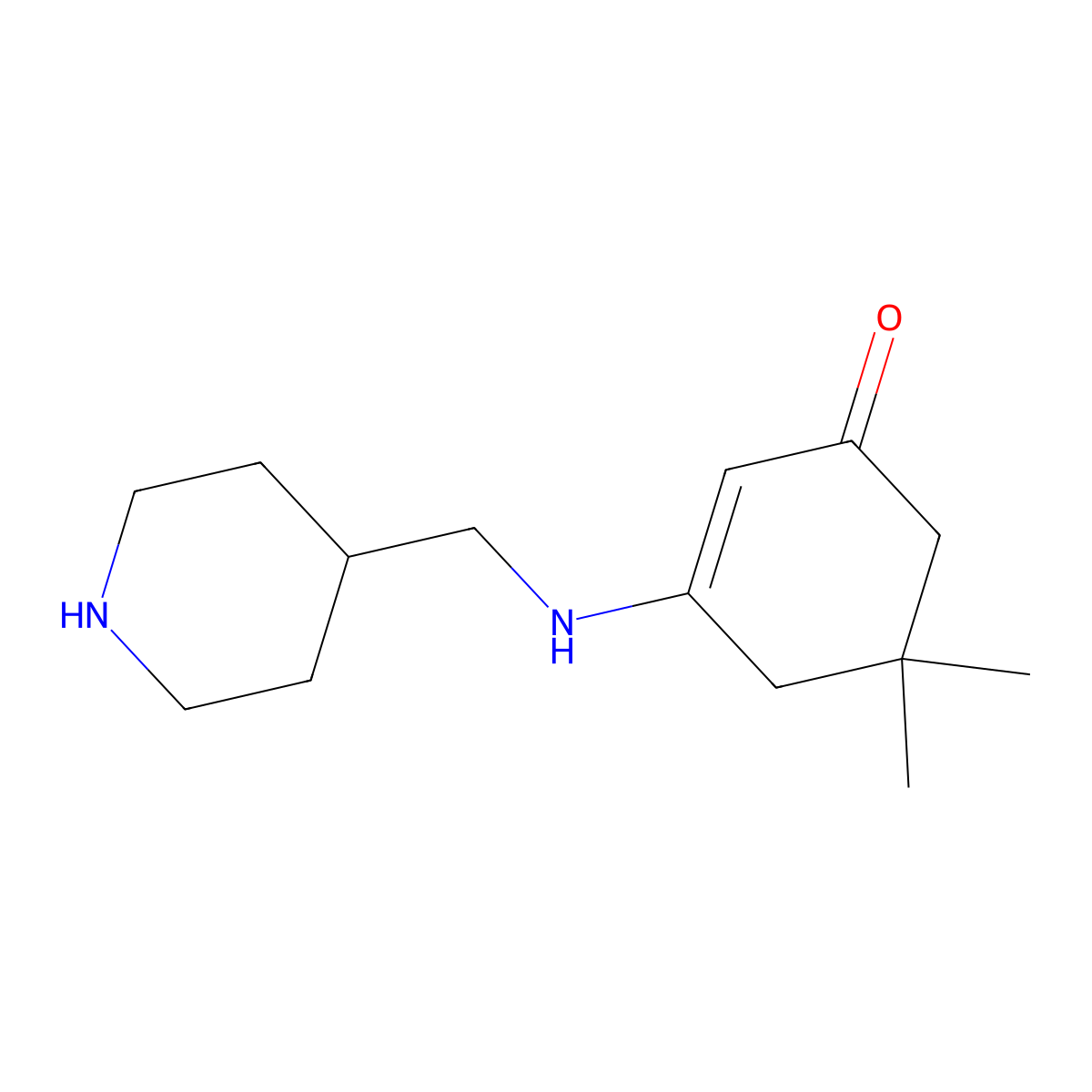 5,5-Dimethyl-3-[(piperidin-4-ylmethyl)amino]cyclohex-2-en-1-one molecular structure, CAS 332144-70-4