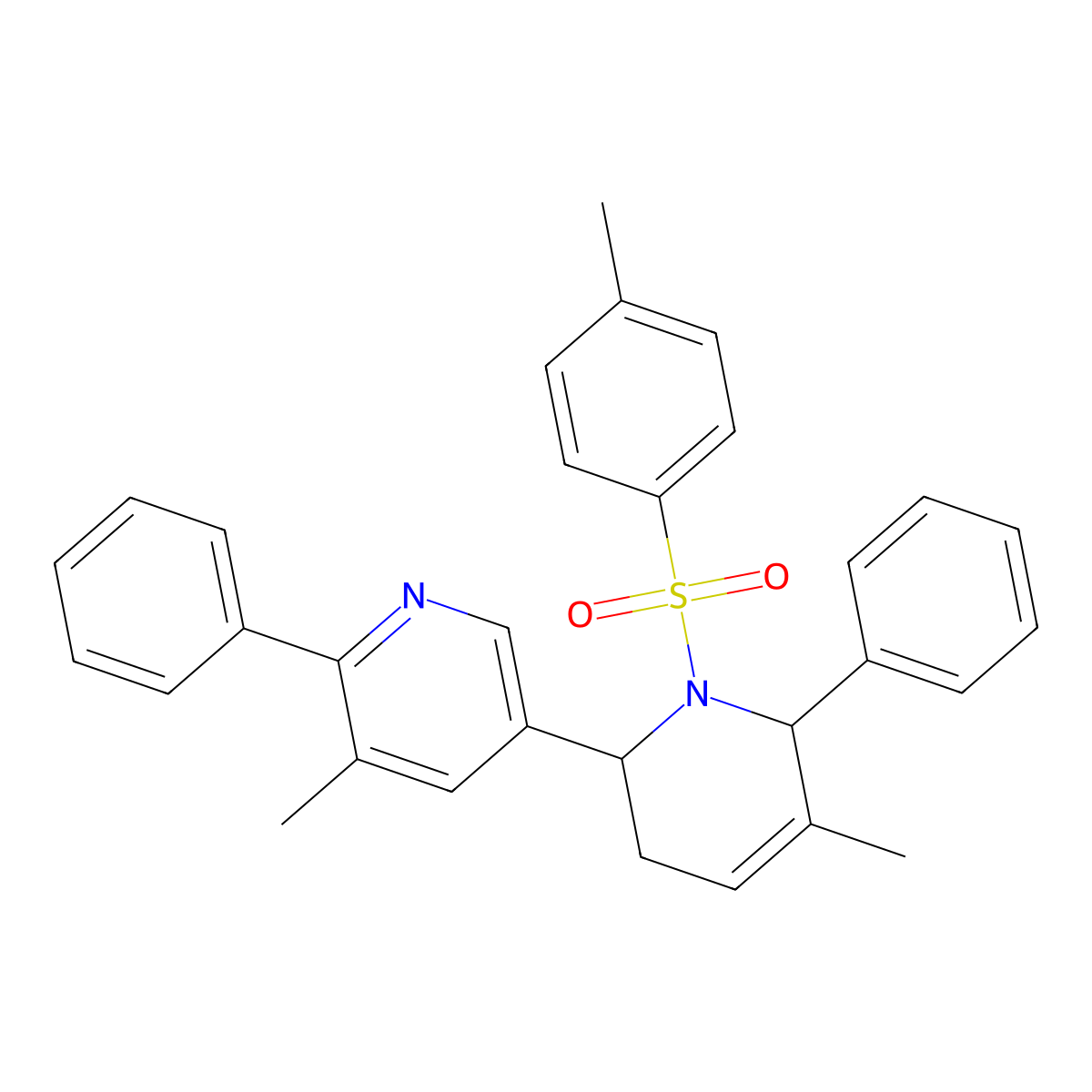 3-methyl-5-[5-methyl-1-(4-methylphenyl)sulfonyl-6-phenyl-3,6-dihydro-2H-pyridin-2-yl]-2-phenylpyridine molecular structure, CAS 332145-10-5